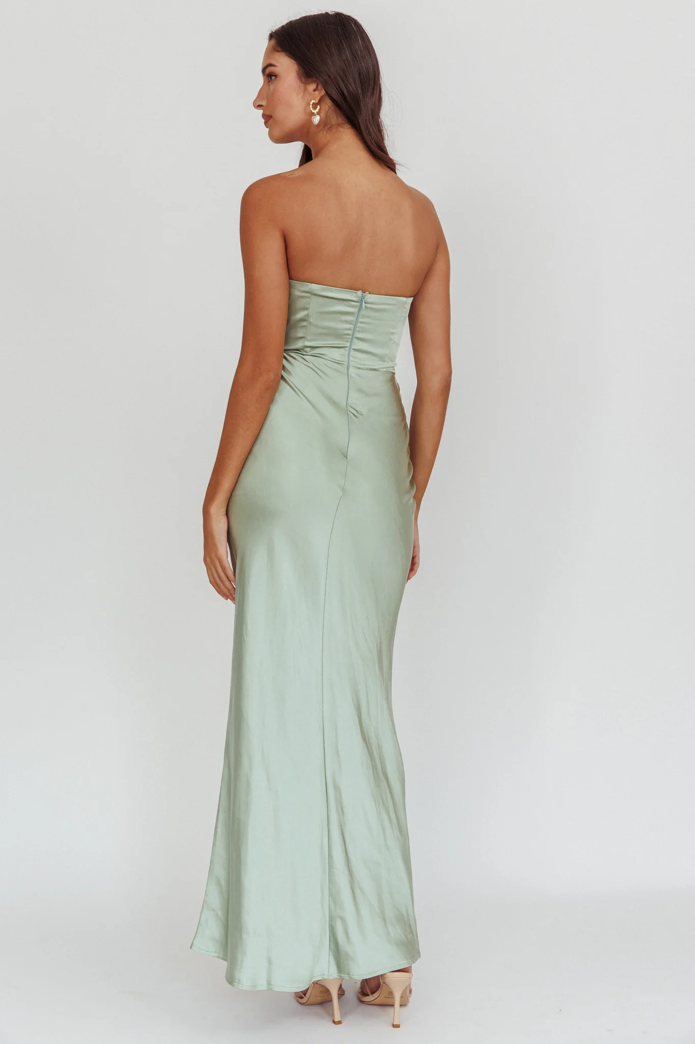 City Of Stars Strapless Maxi Dress Pistachio - Seraphlike