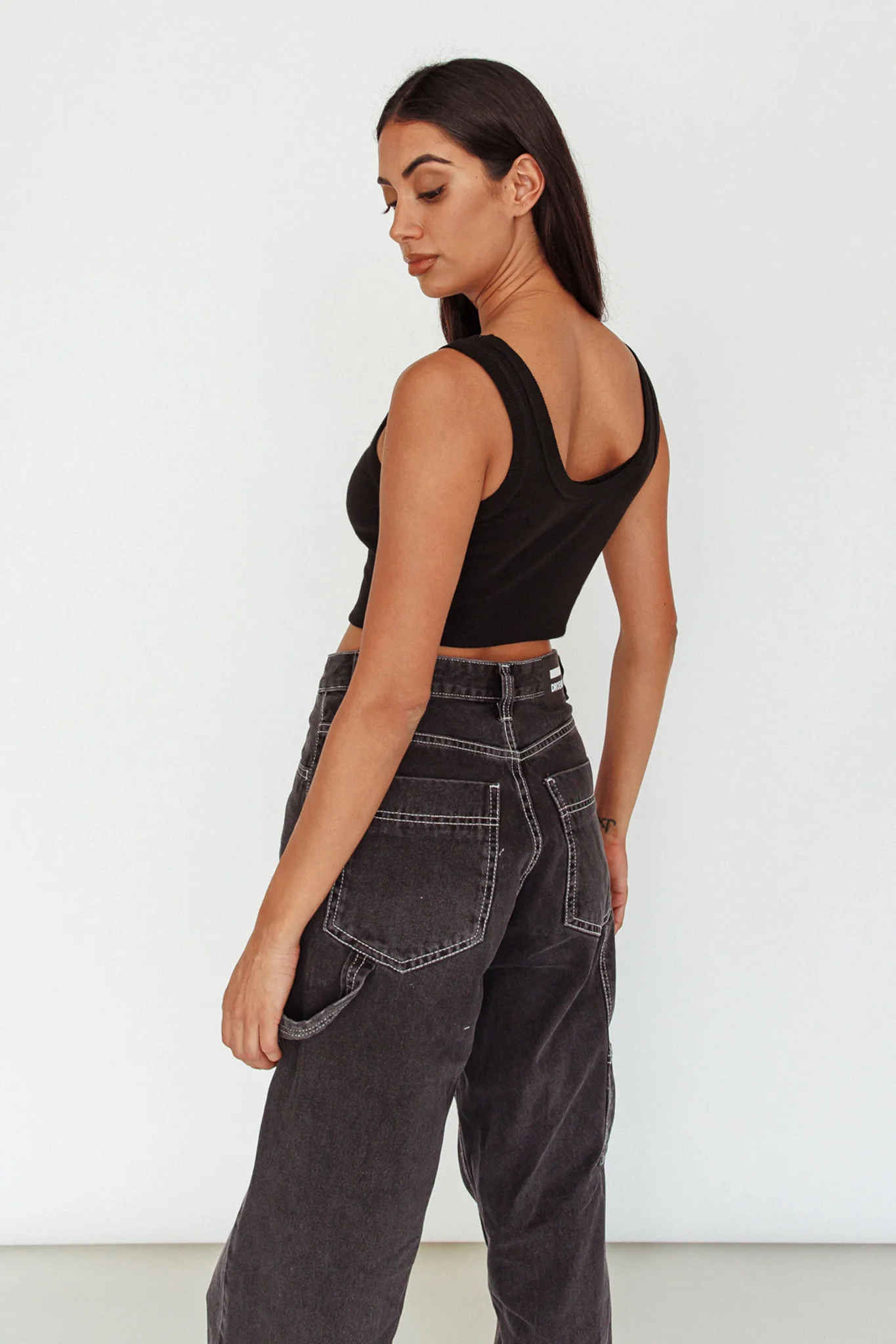 Drifting Ribbed Crop Top Black - Seraphlike