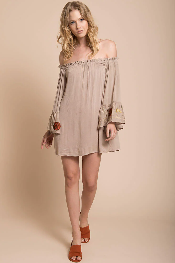 Aubree Loose Dress Taupe - Seraphlike