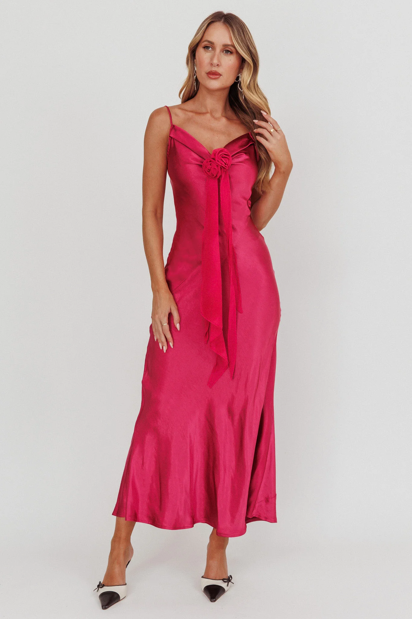 Afterglow Backless Cowl Neck Maxi Dress Berry - Seraphlike