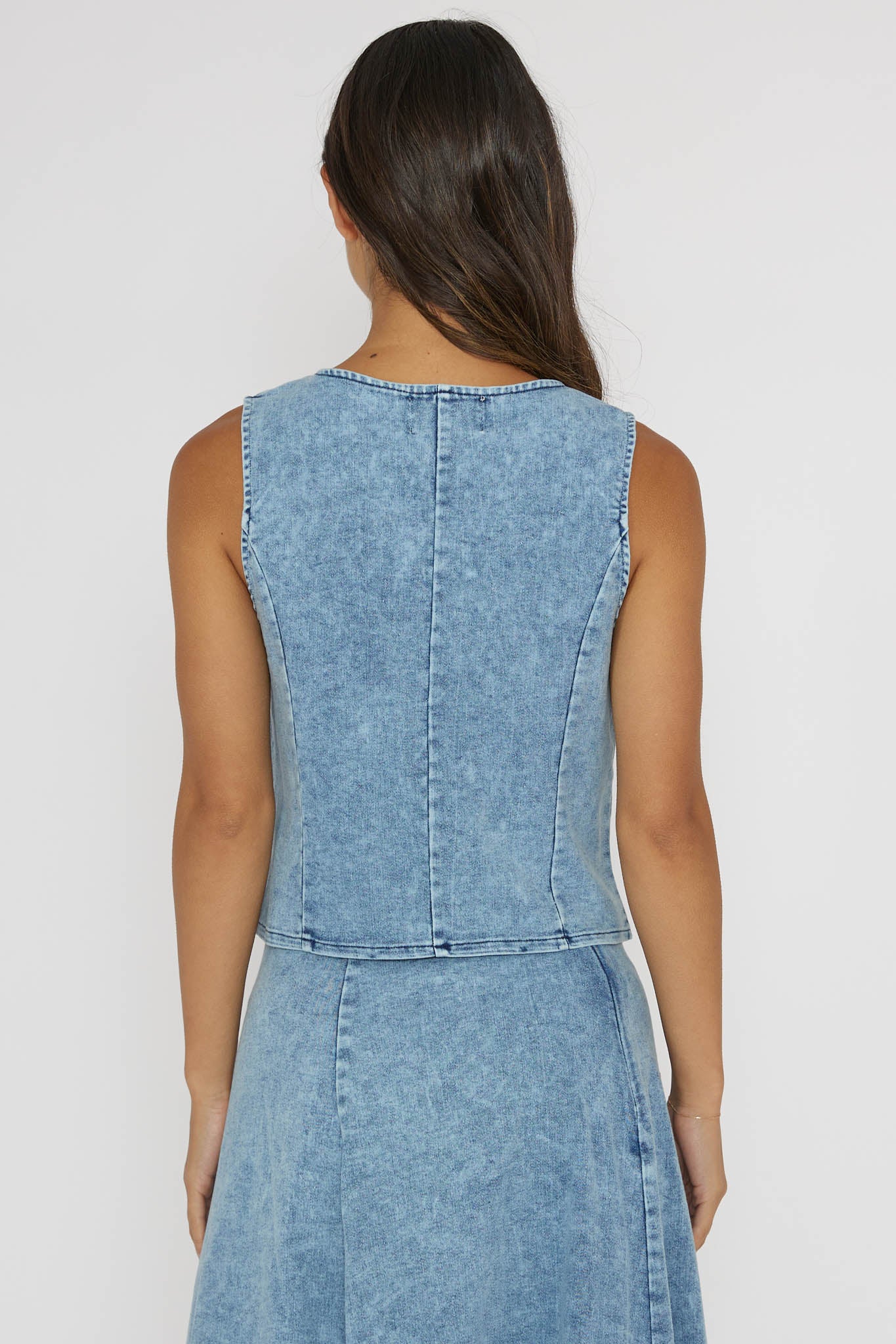 Rhythms Button Vest Denim Blue - Seraphlike