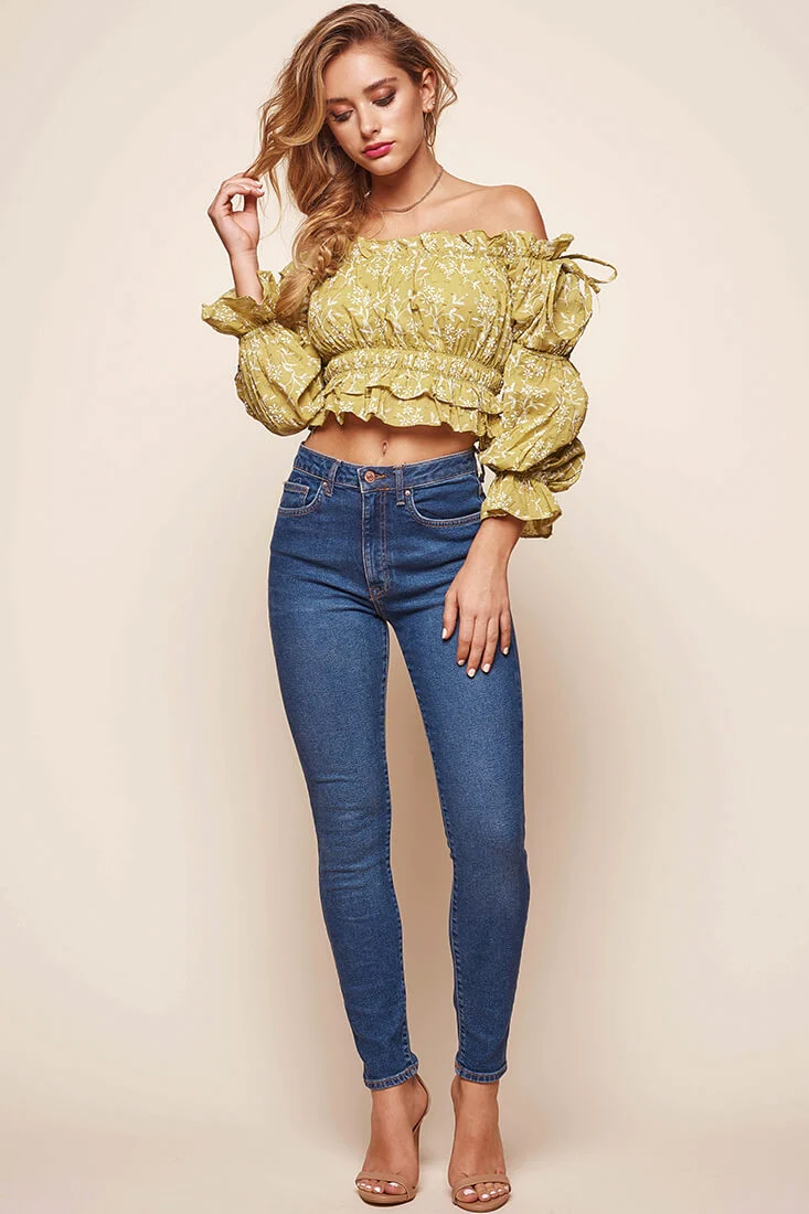 Taryn Bardot Top Lime - Seraphlike