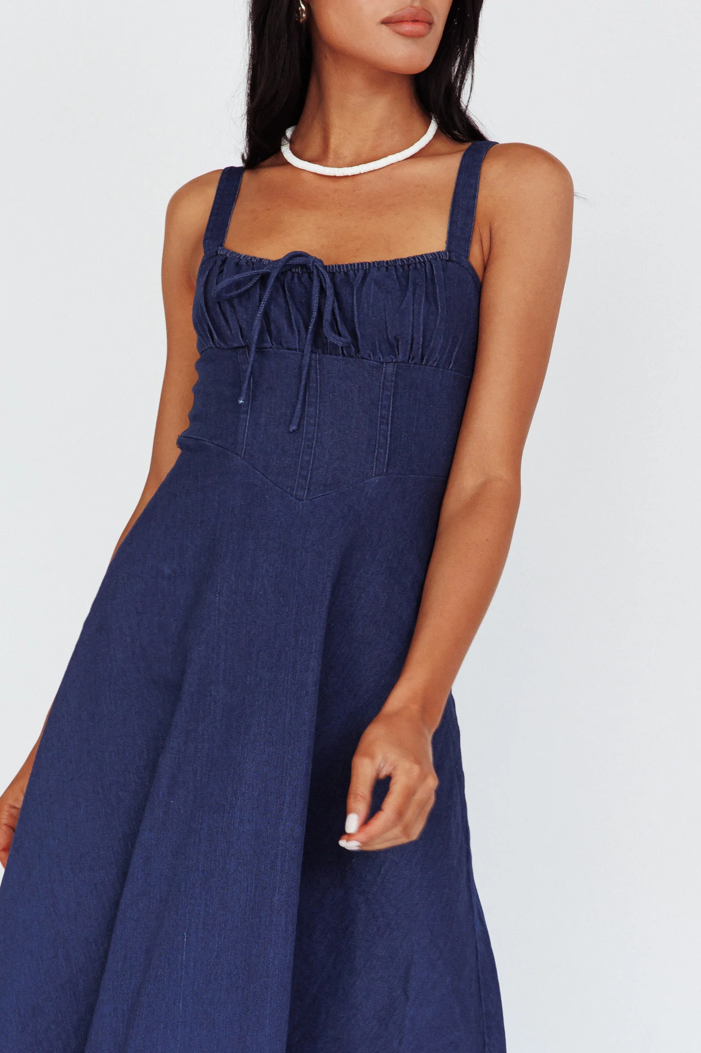 Sweet Pea Tied Bust Maxi Dress Indigo - Seraphlike