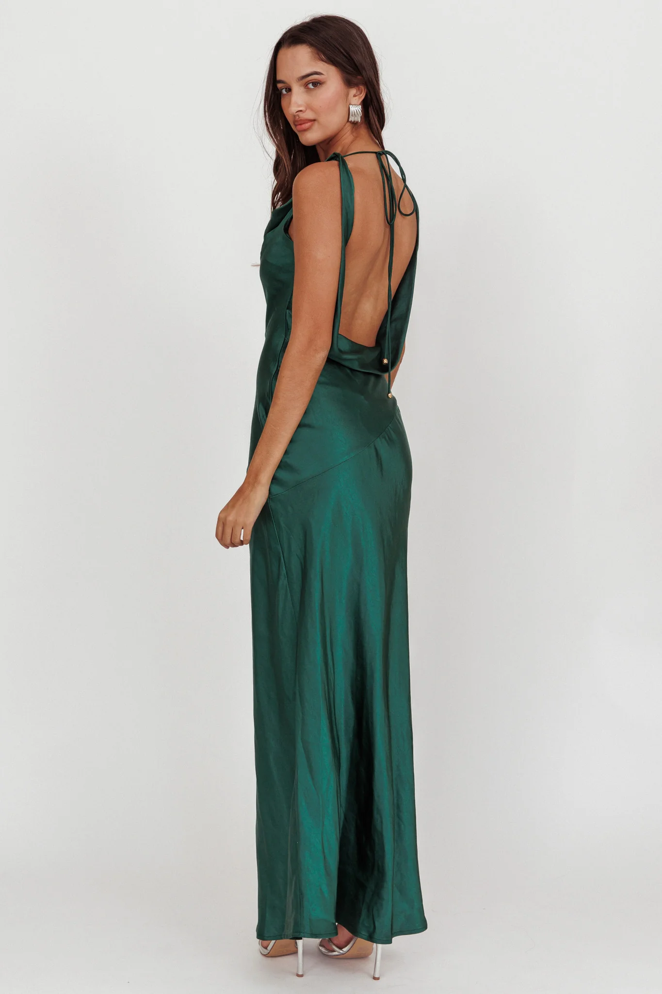 Cassiopeia Open Back Maxi Dress Forest Green - Seraphlike
