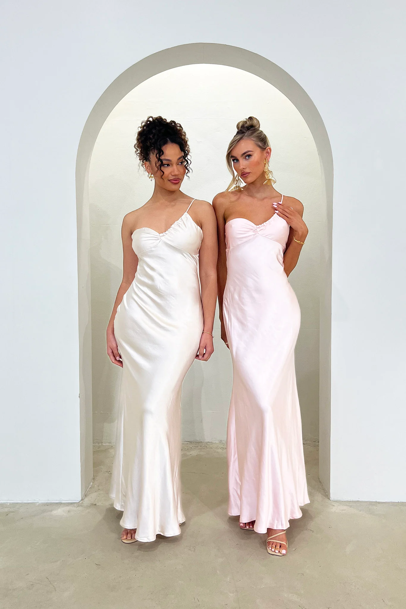 Twilight Tango One-Shoulder Maxi Dress Champagne - Seraphlike