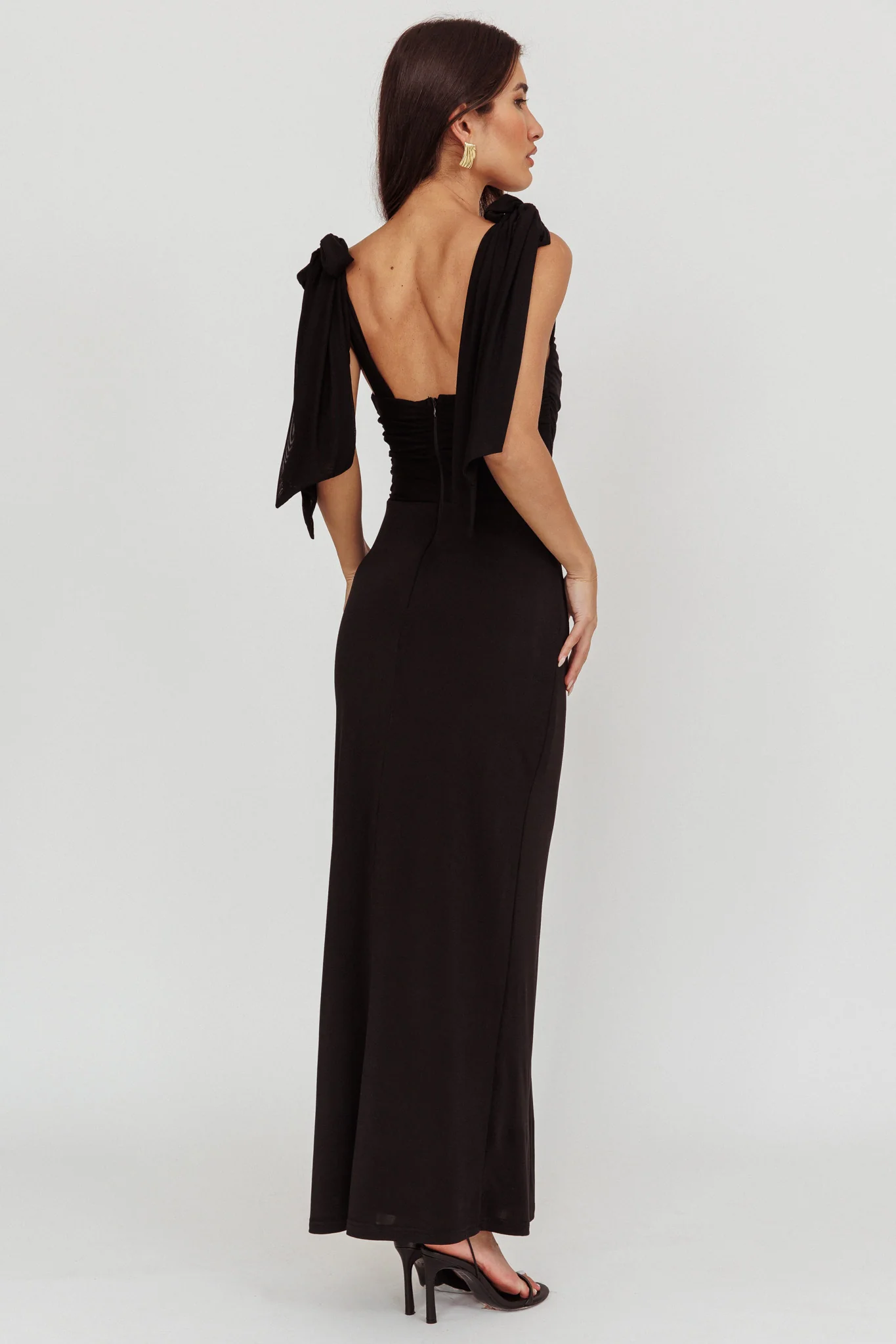 Starry Eyed Mesh Waist Maxi Dress Black - Seraphlike