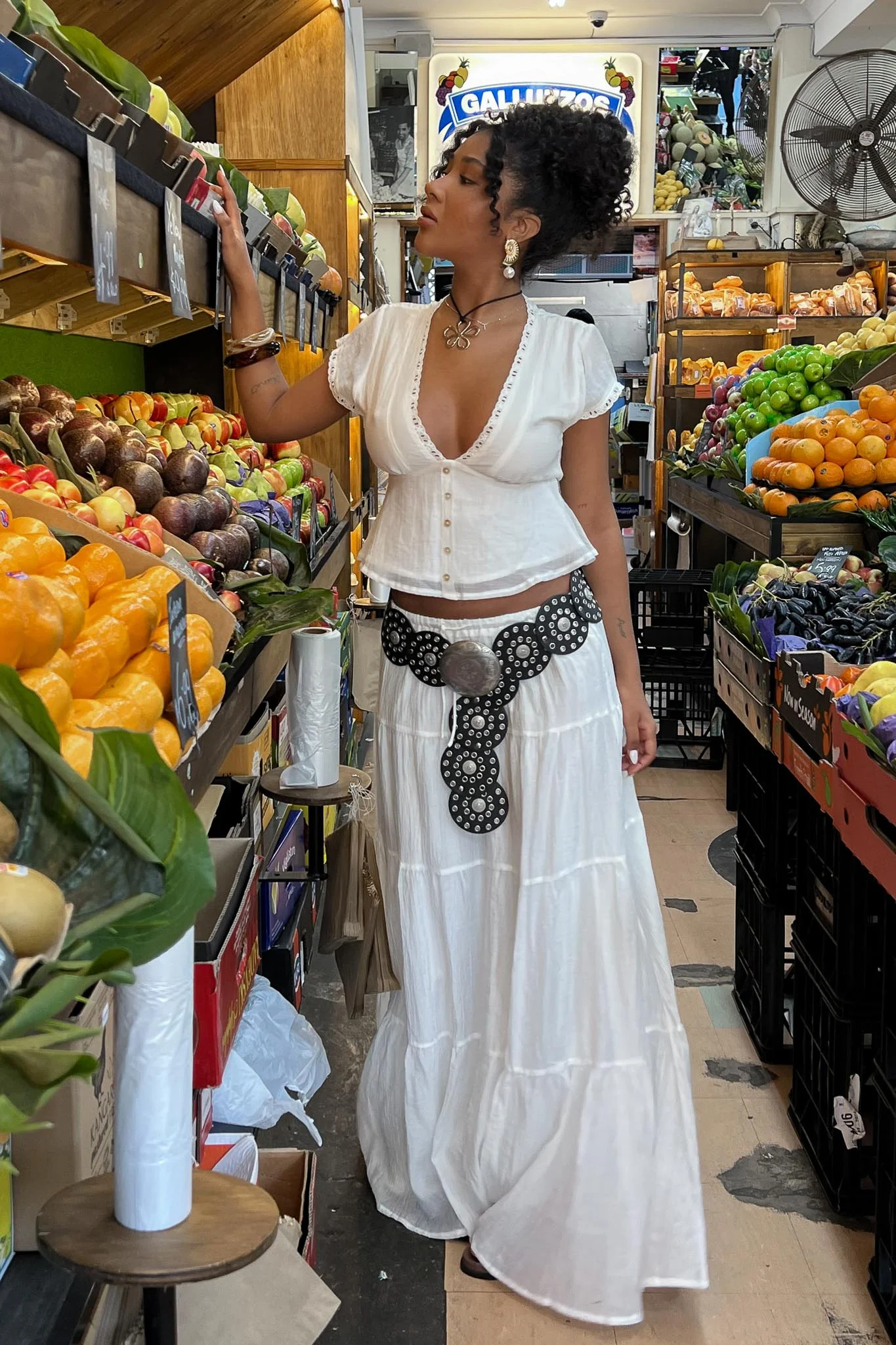 Azura Drawstring Maxi Skirt White - Seraphlike