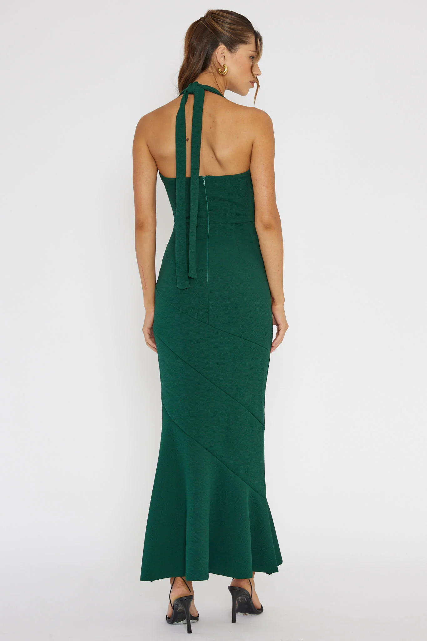 Fire Of Stars Halterneck Midi Dress Forest Green - Seraphlike