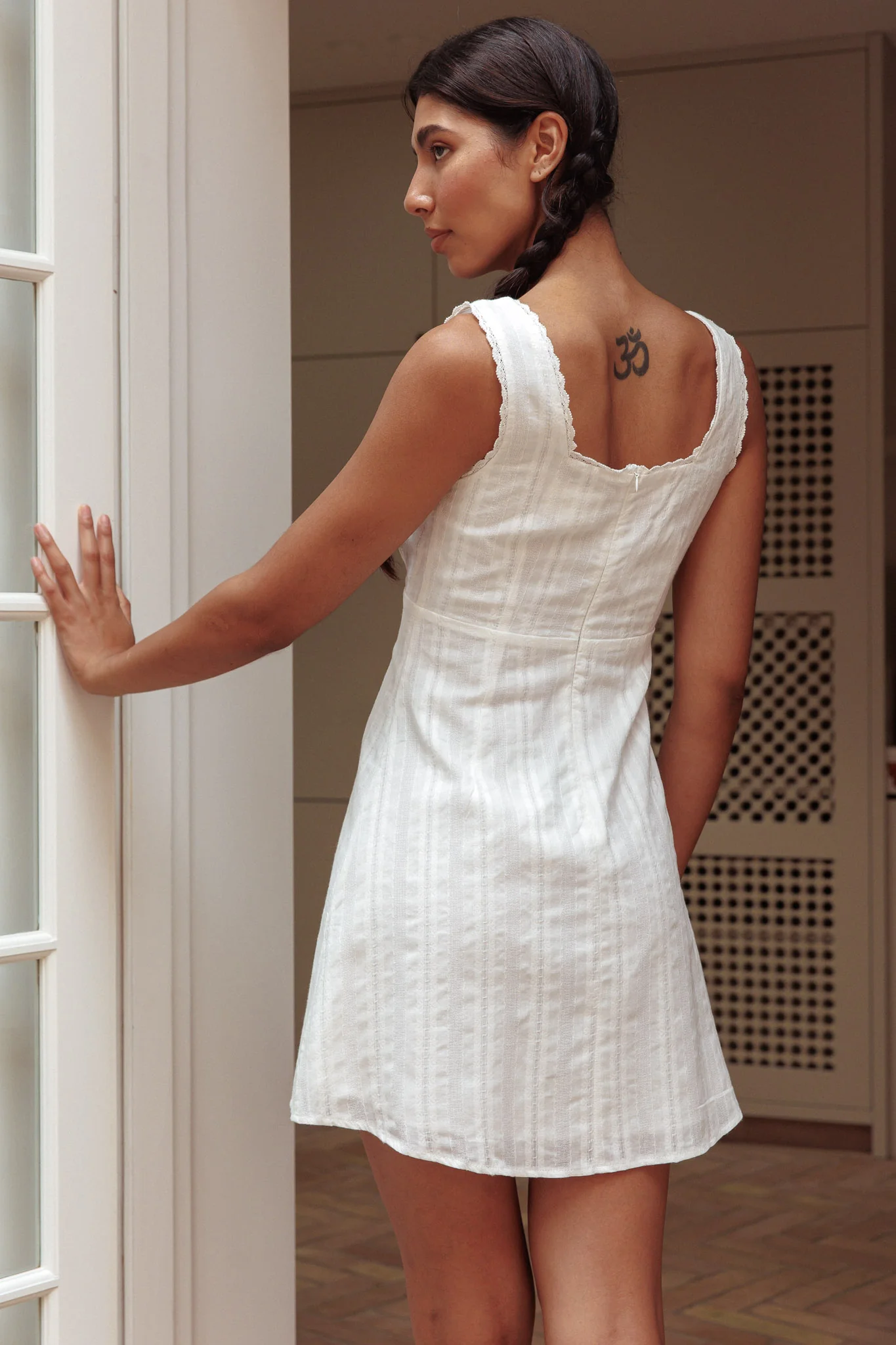 Aura Girl Square Neckline Mini Dress White - Seraphlike