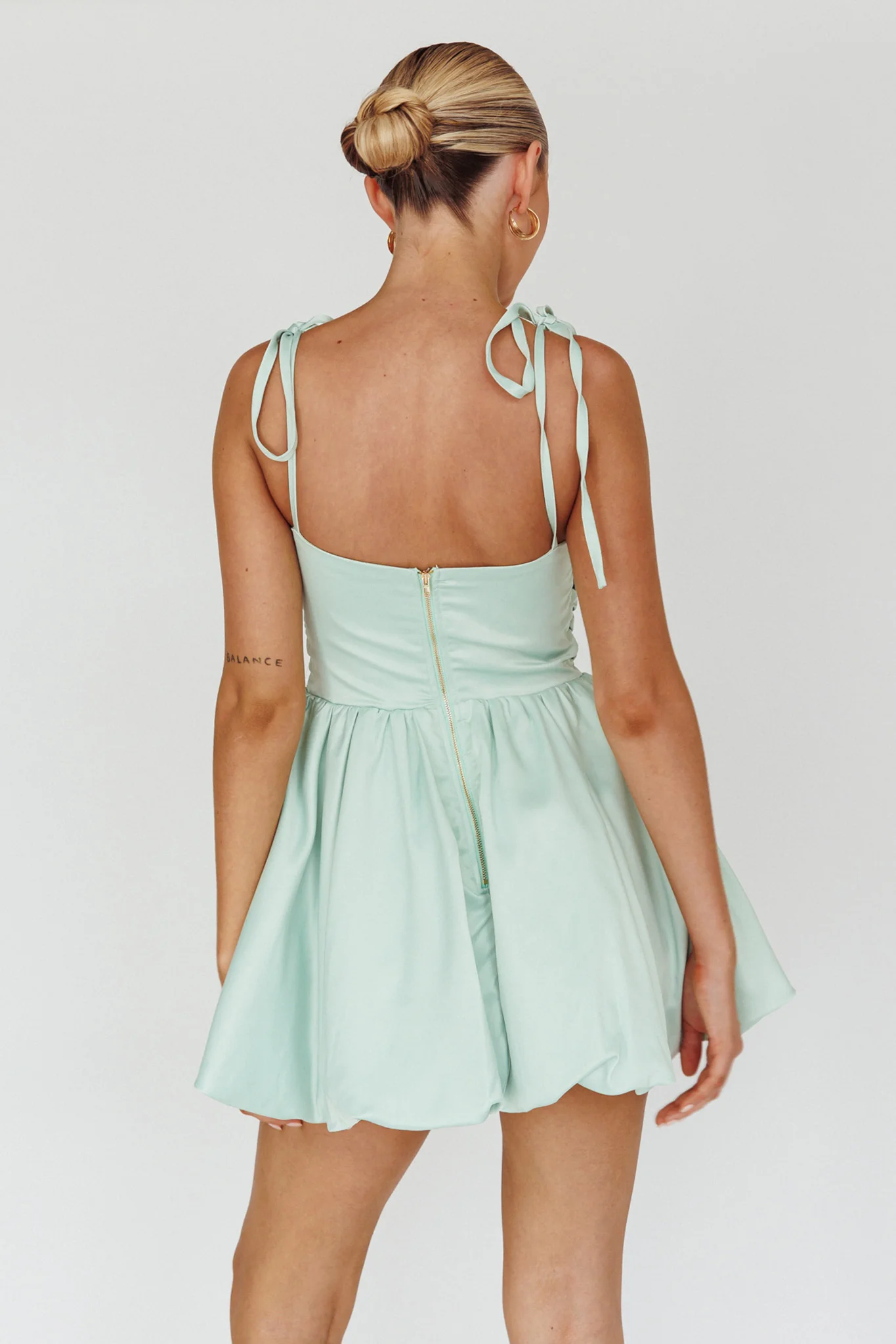 Valery Tied Shoulder Mini Dress Seafoam - Seraphlike