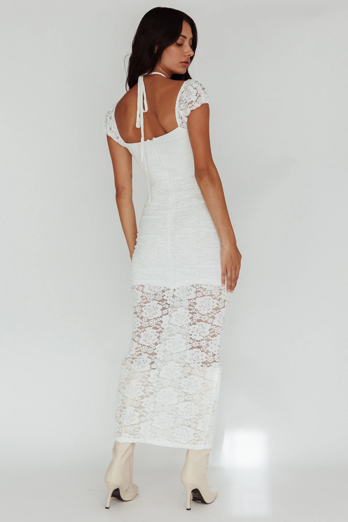 Versailles Summer Rose Accent Lace Dress White - Seraphlike