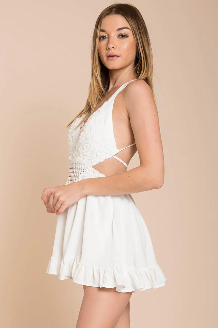 Kensington Crochet Romper White - Seraphlike