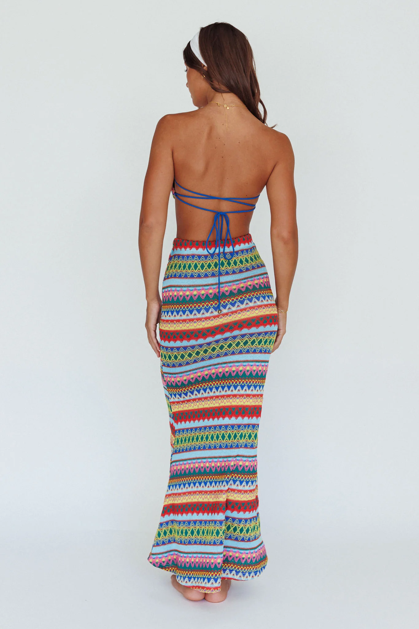 Tulum Tied Back Crop Top Blue Multi - Seraphlike