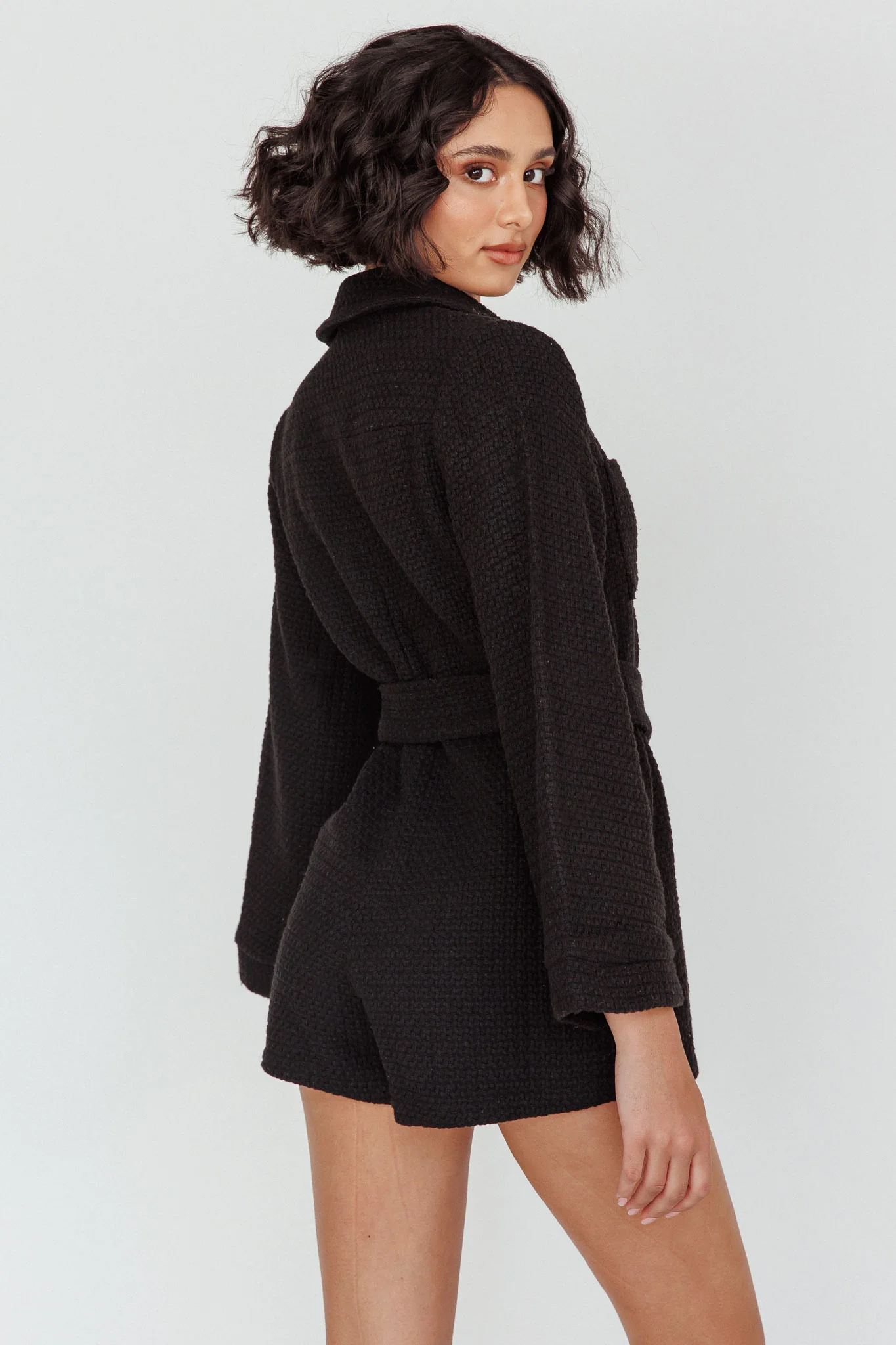 Cy Long Sleeve Knit Romper Black - Seraphlike