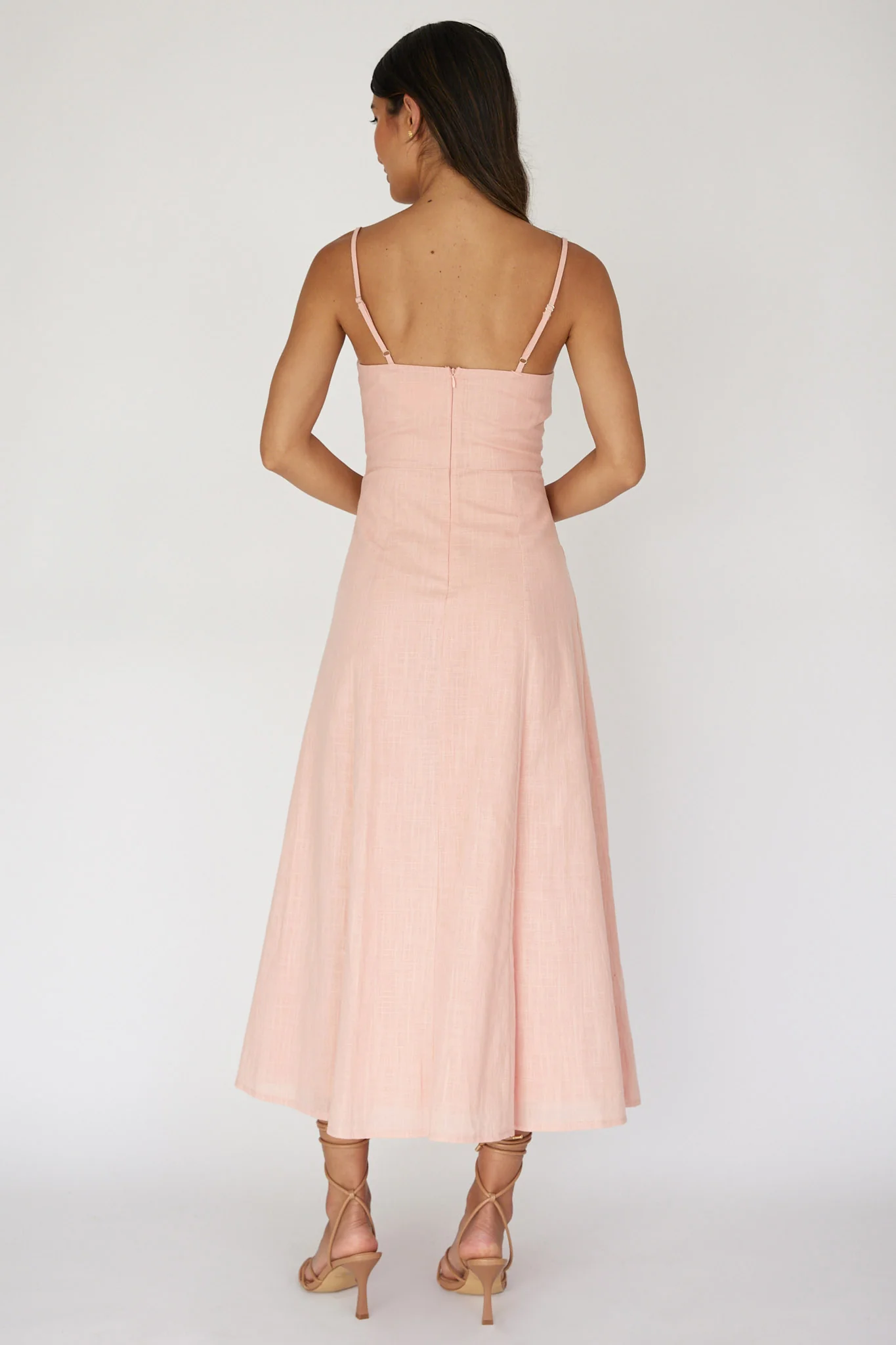 Vacay Pintuck Pleat Midi Dress Pink - Seraphlike