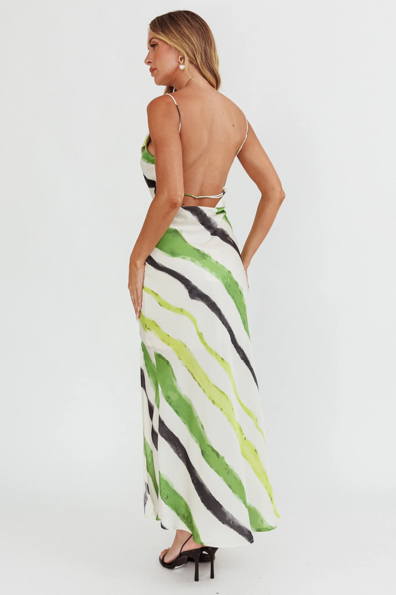 Blondine Cowl Bust Split Maxi Dress Green - Seraphlike