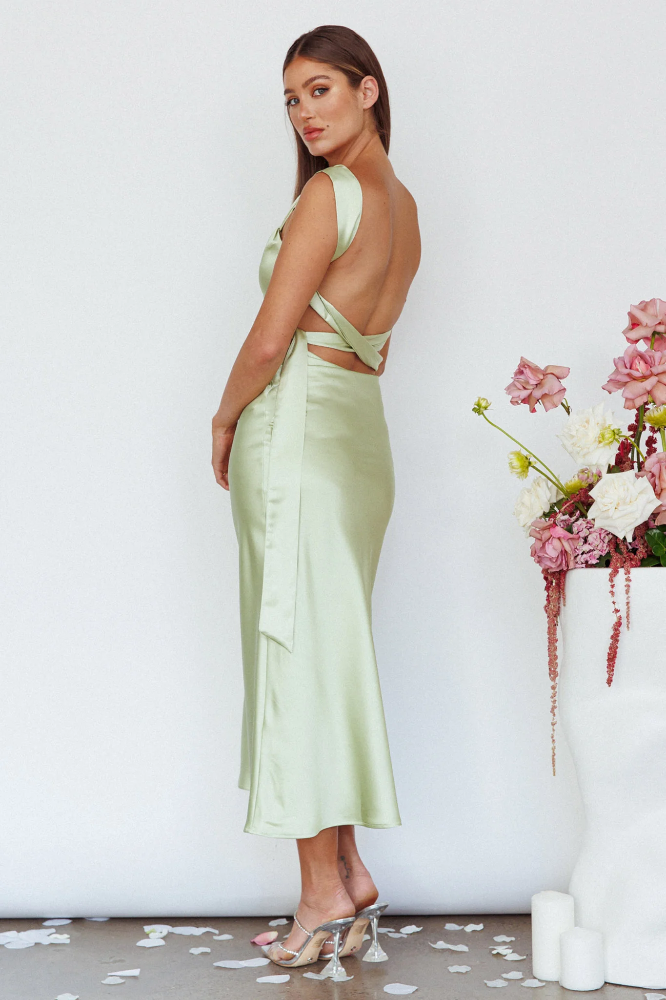 Amielle Open Back Midi Dress Mint - Seraphlike