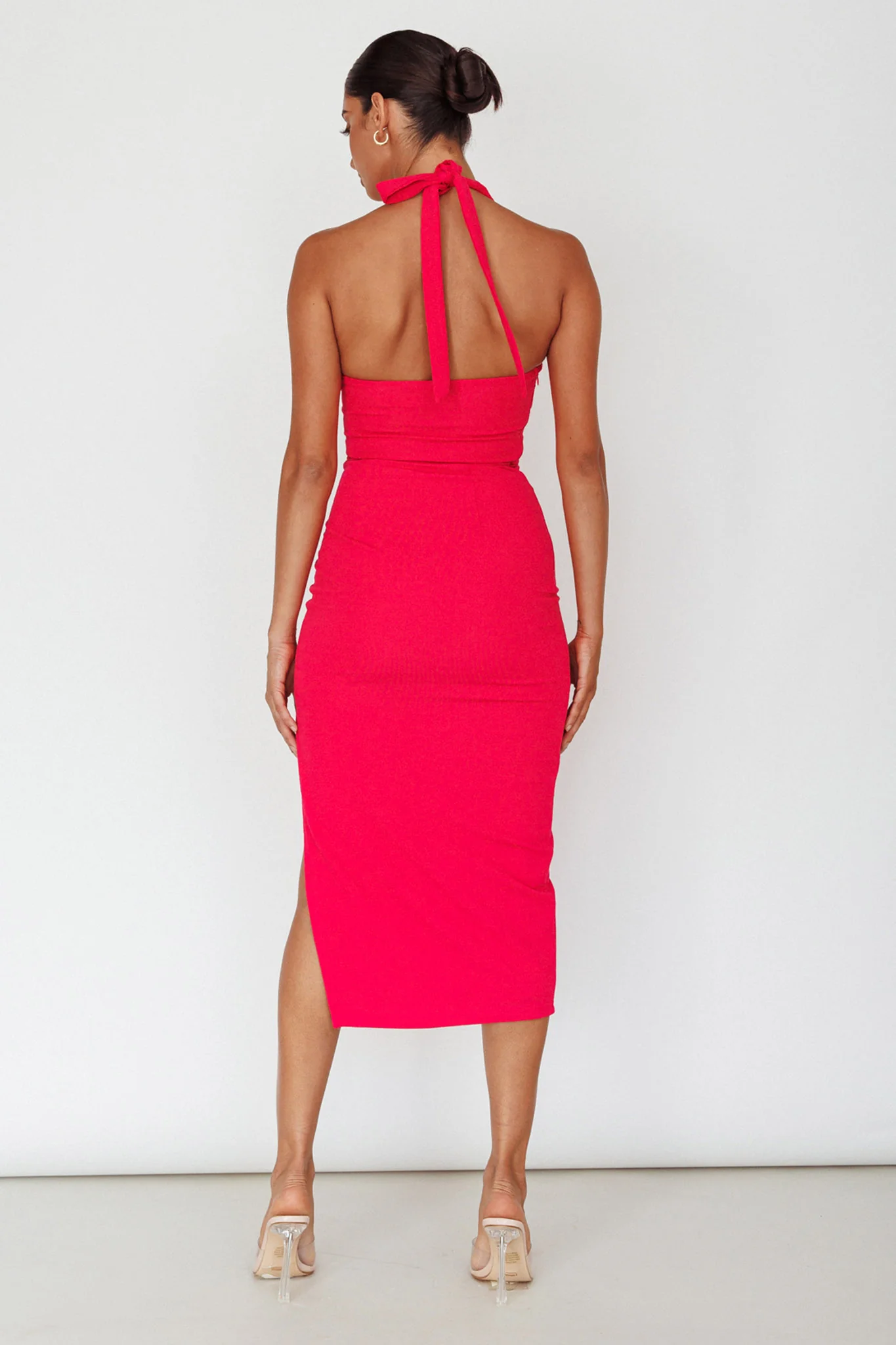 Crystal Skies Cut-Out Feature Midi Dress Fuchsia - Seraphlike
