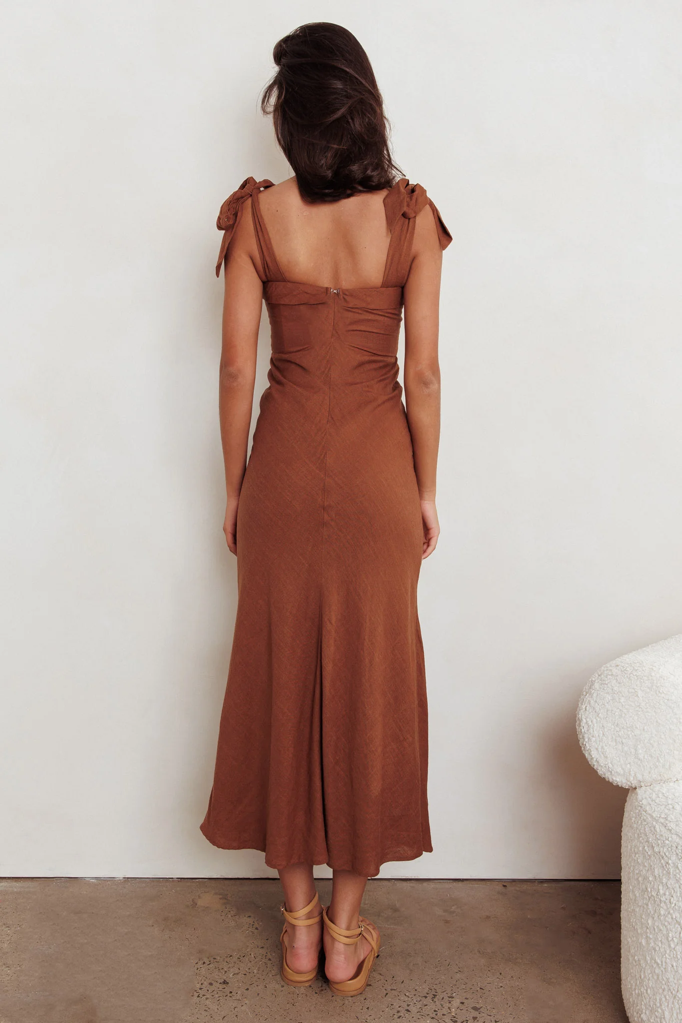 Appreciate You Tied Shoulder Maxi Dress Chocolate - Seraphlike
