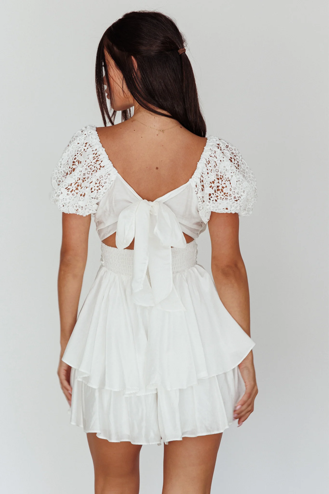 Hold My Halo Lace Sleeve Romper White - Seraphlike