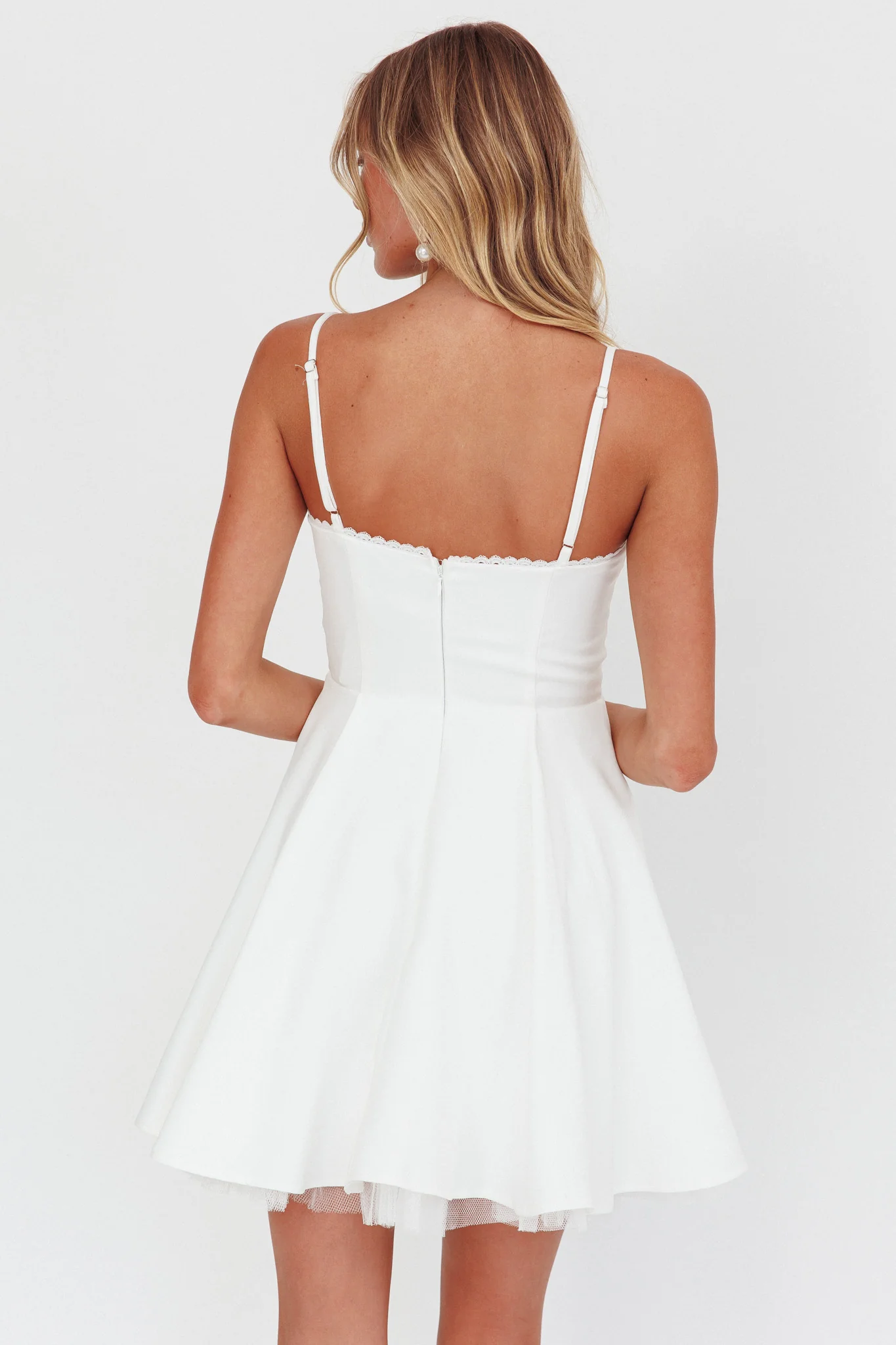 Scully Frill Trim A-Line Mini Dress White - Seraphlike