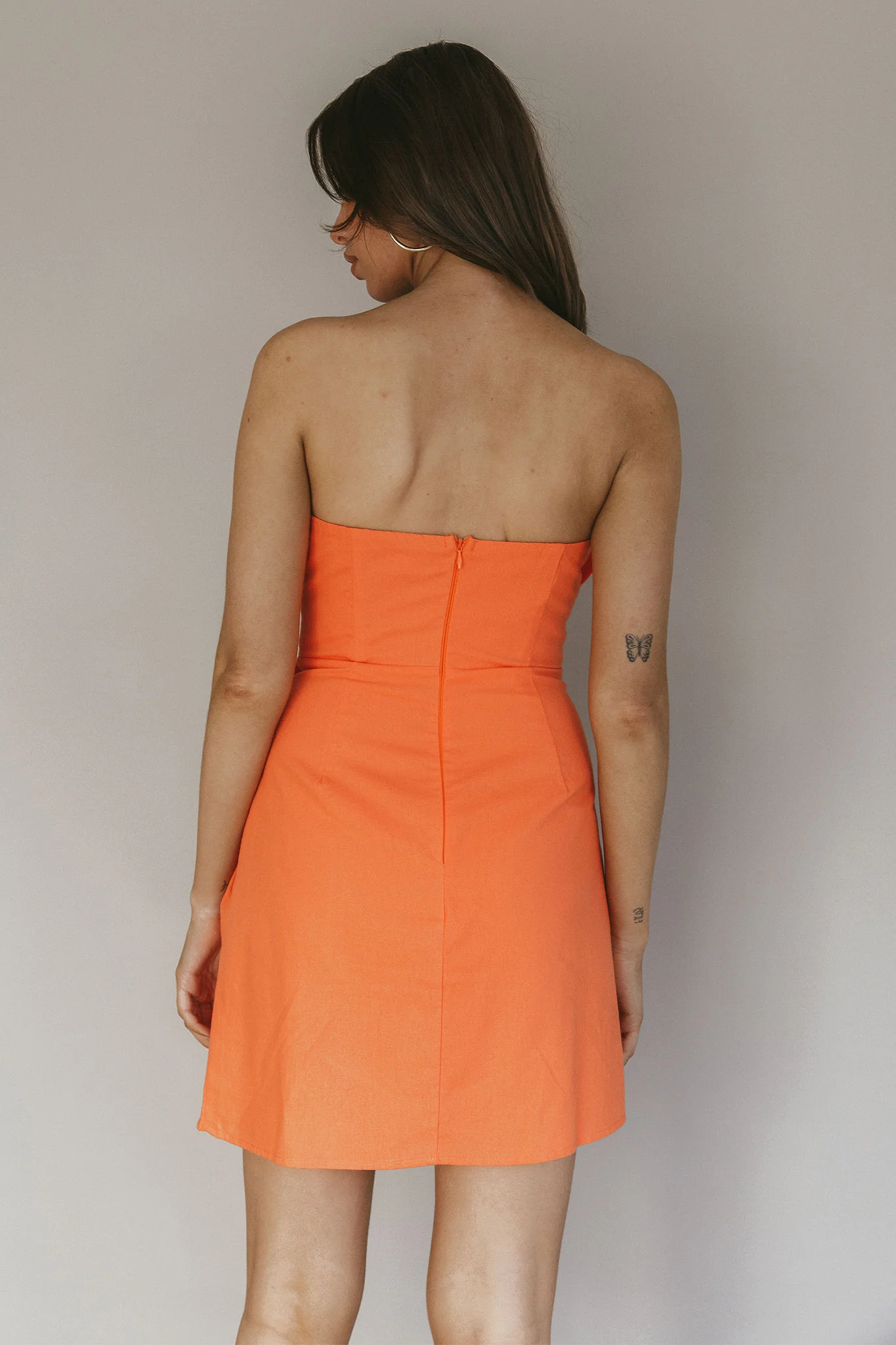 Sunkissed Faux Wrap Mini Dress Orange - Seraphlike