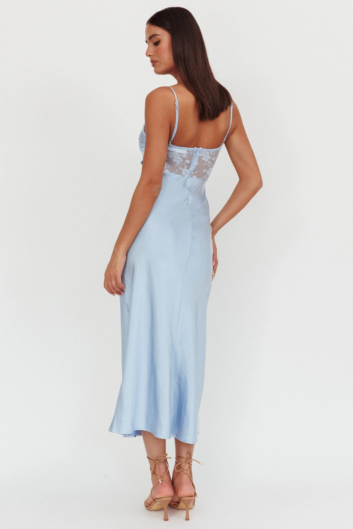 Impressions Lace Bodice Maxi Dress Blue - Seraphlike