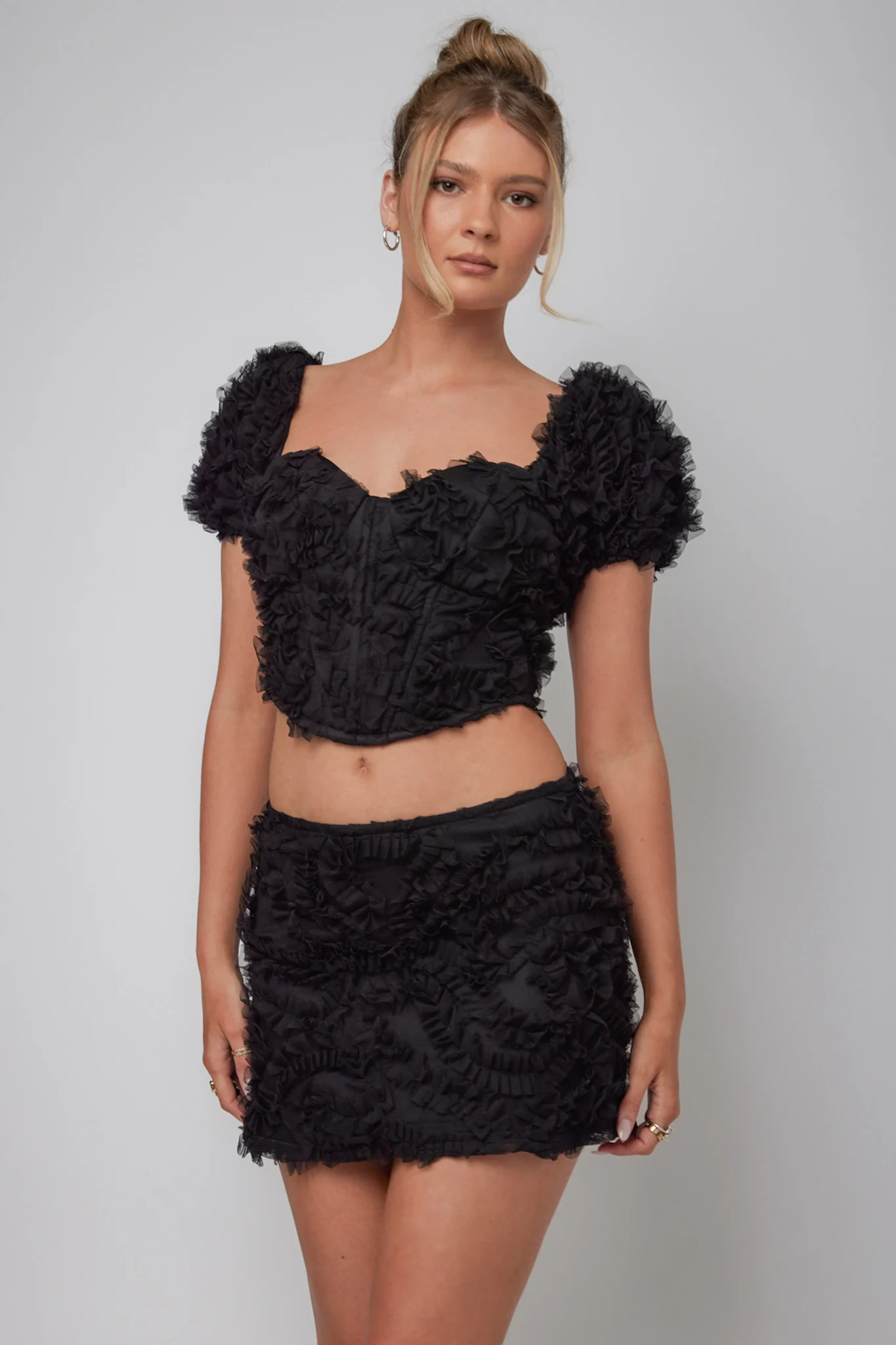 Cielito Embellished Mini Skirt Black - Seraphlike