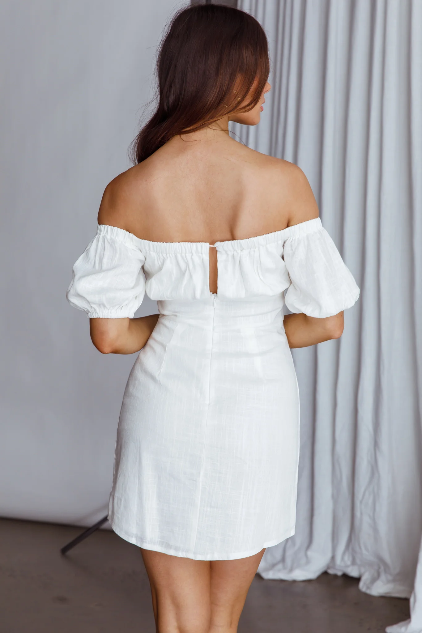 Dayanara Off-Shoulder Puff Sleeve Dress White - Seraphlike