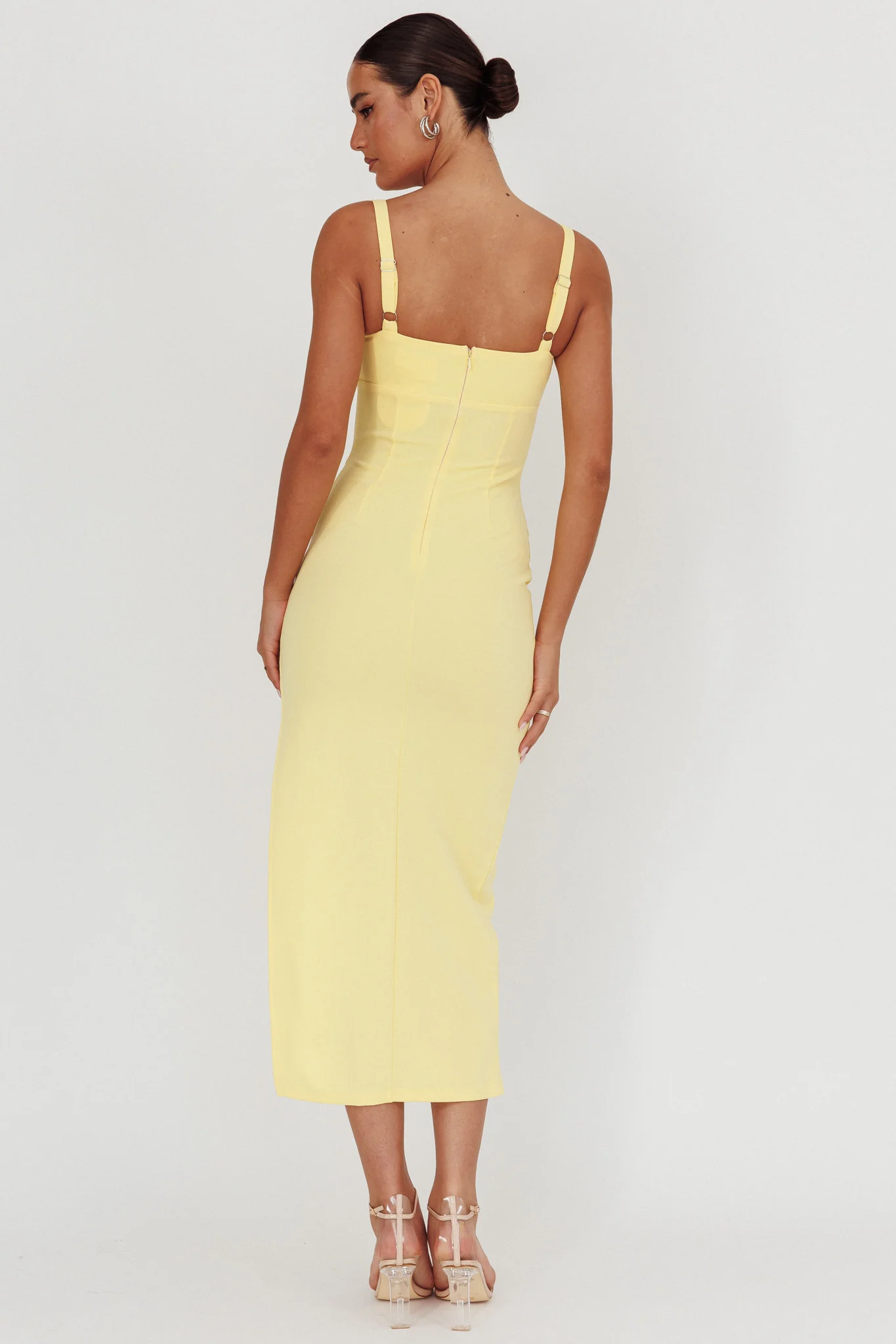 Zenya Split Ruched Maxi Dress Butter - Seraphlike