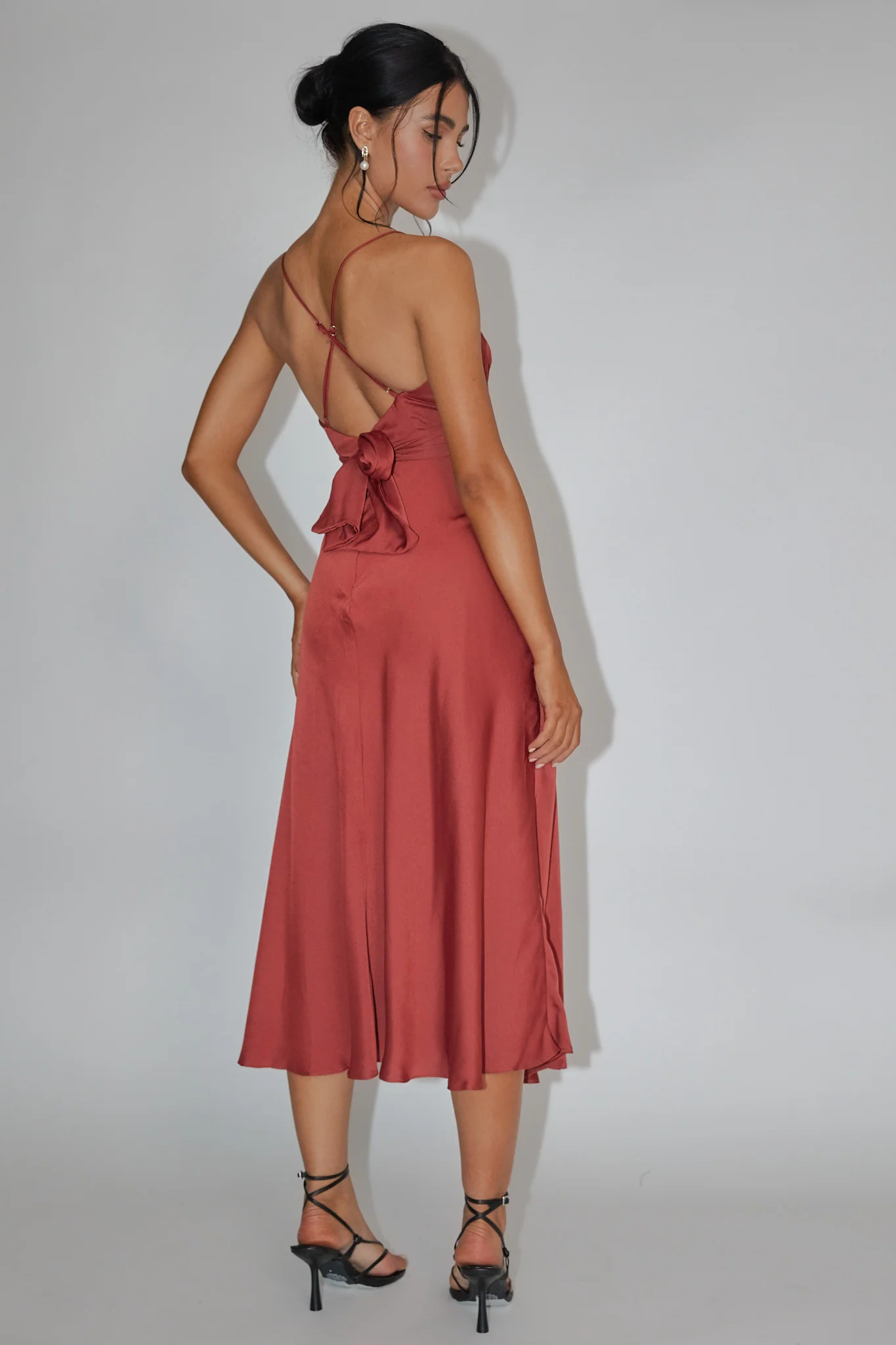 Linka Cami Strap Midi Dress Chocolate - Seraphlike