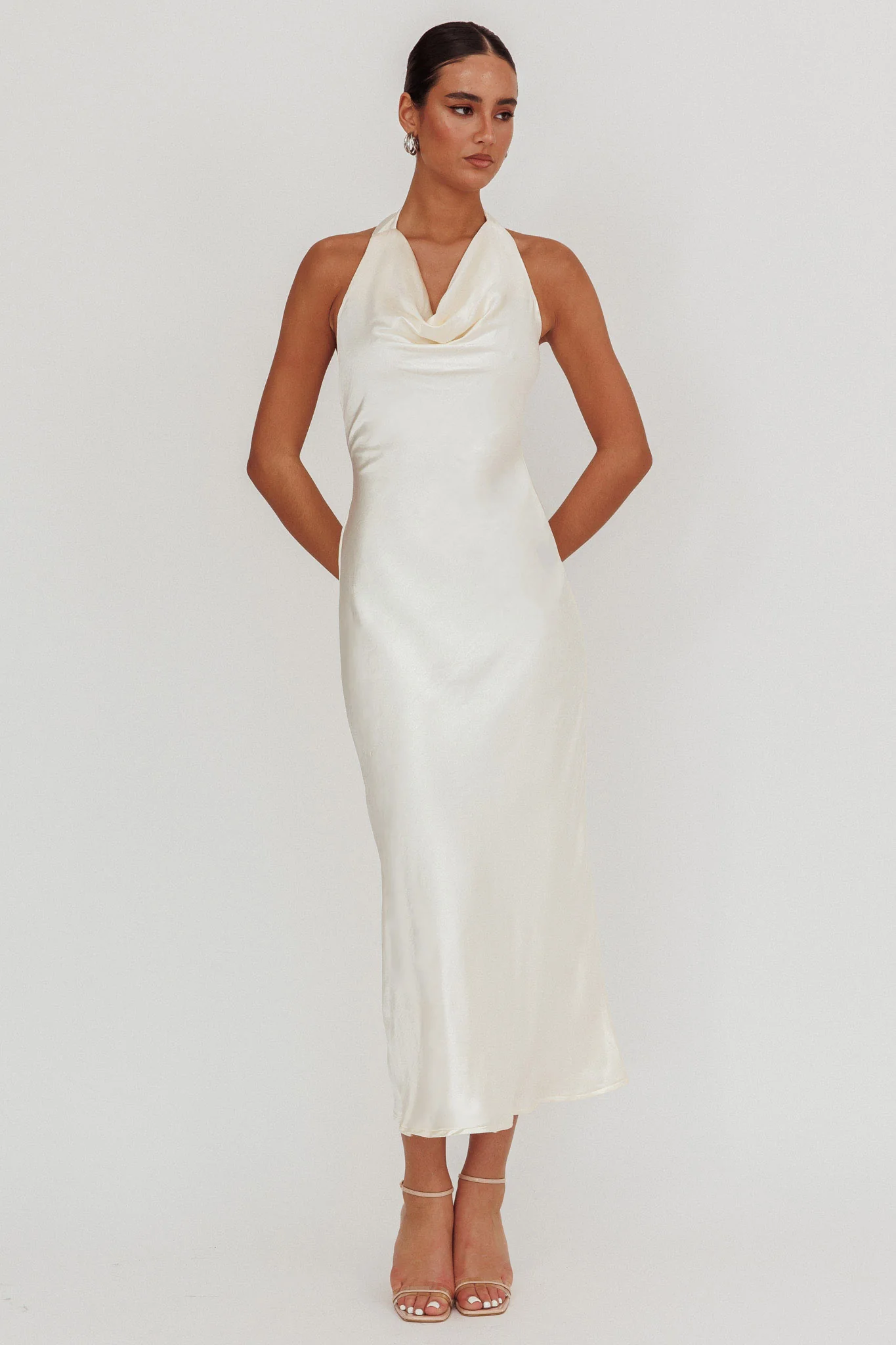 Element Halterneck Maxi Dress Champagne - Seraphlike