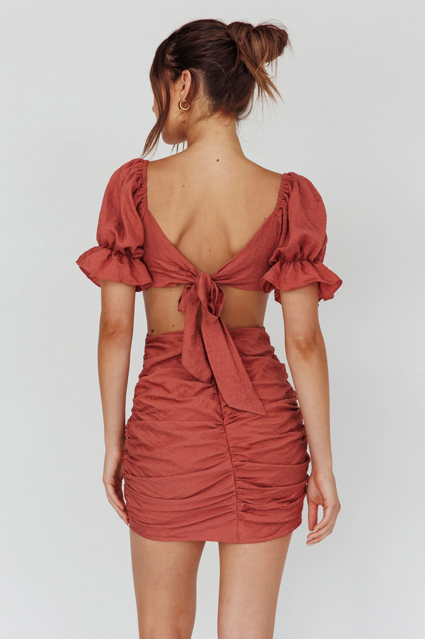 Happy In Love Puff Sleeve Tie Back Dress Rose - Seraphlike