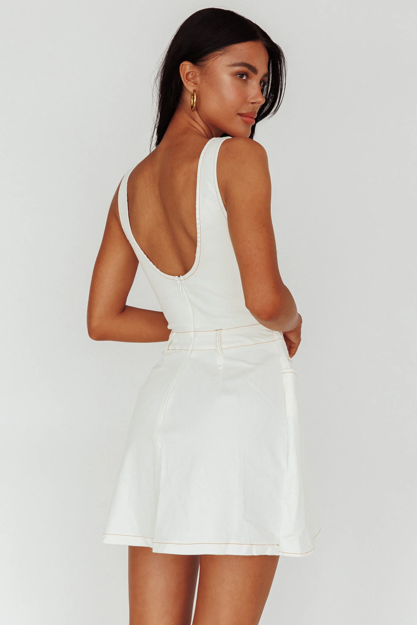 Killara Pocket Wrap Mini Dress Cream - Seraphlike