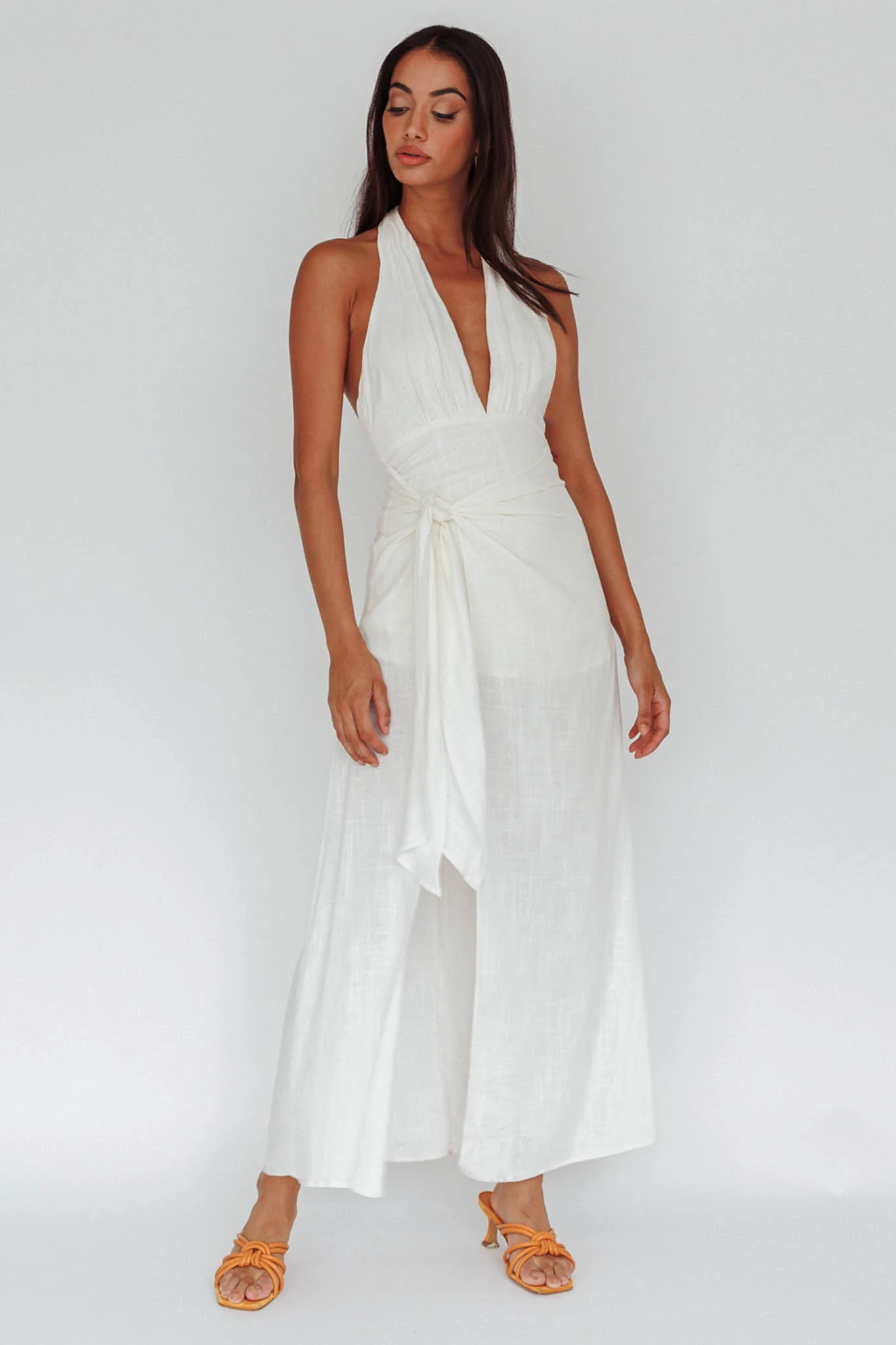 La Habra Halterneck Romper White - Seraphlike