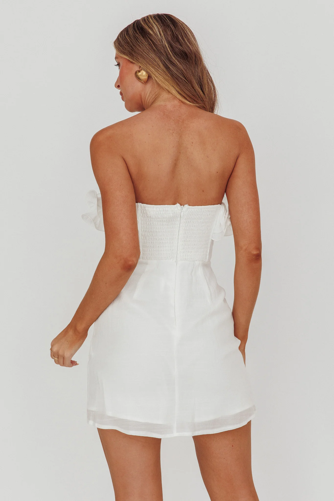 Norah Strapless Mini Dress White - Seraphlike