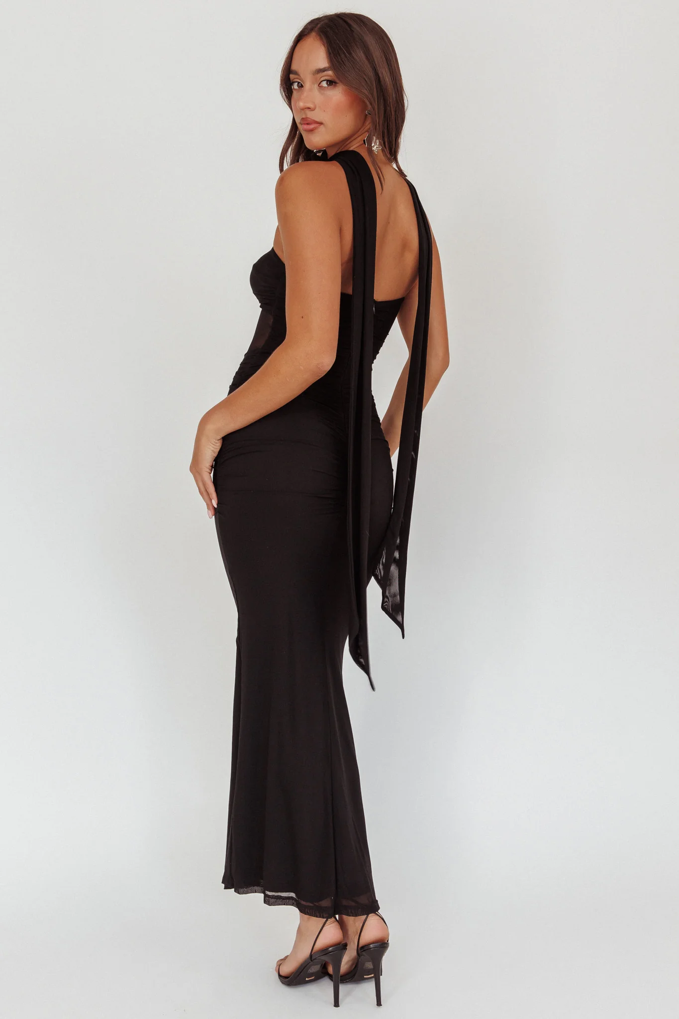 Oliana Strapless Mesh Maxi Dress Black - Seraphlike