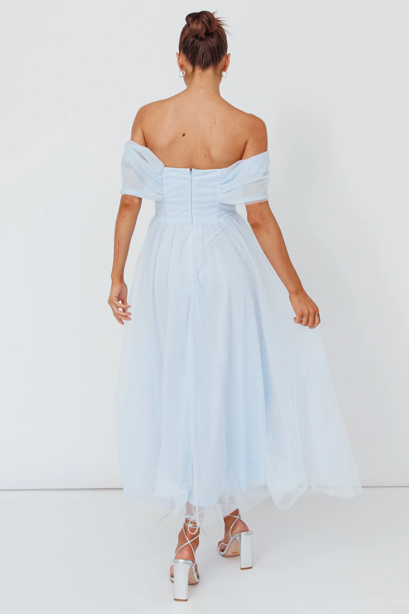 Dreamers & Lovers Off-Shoulder Maxi Dress Powder Blue - Seraphlike
