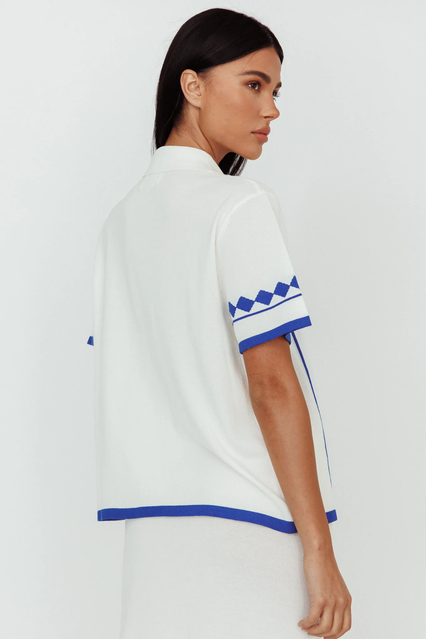 Amalfi Sun Knit Button-Up Shirt White - Seraphlike