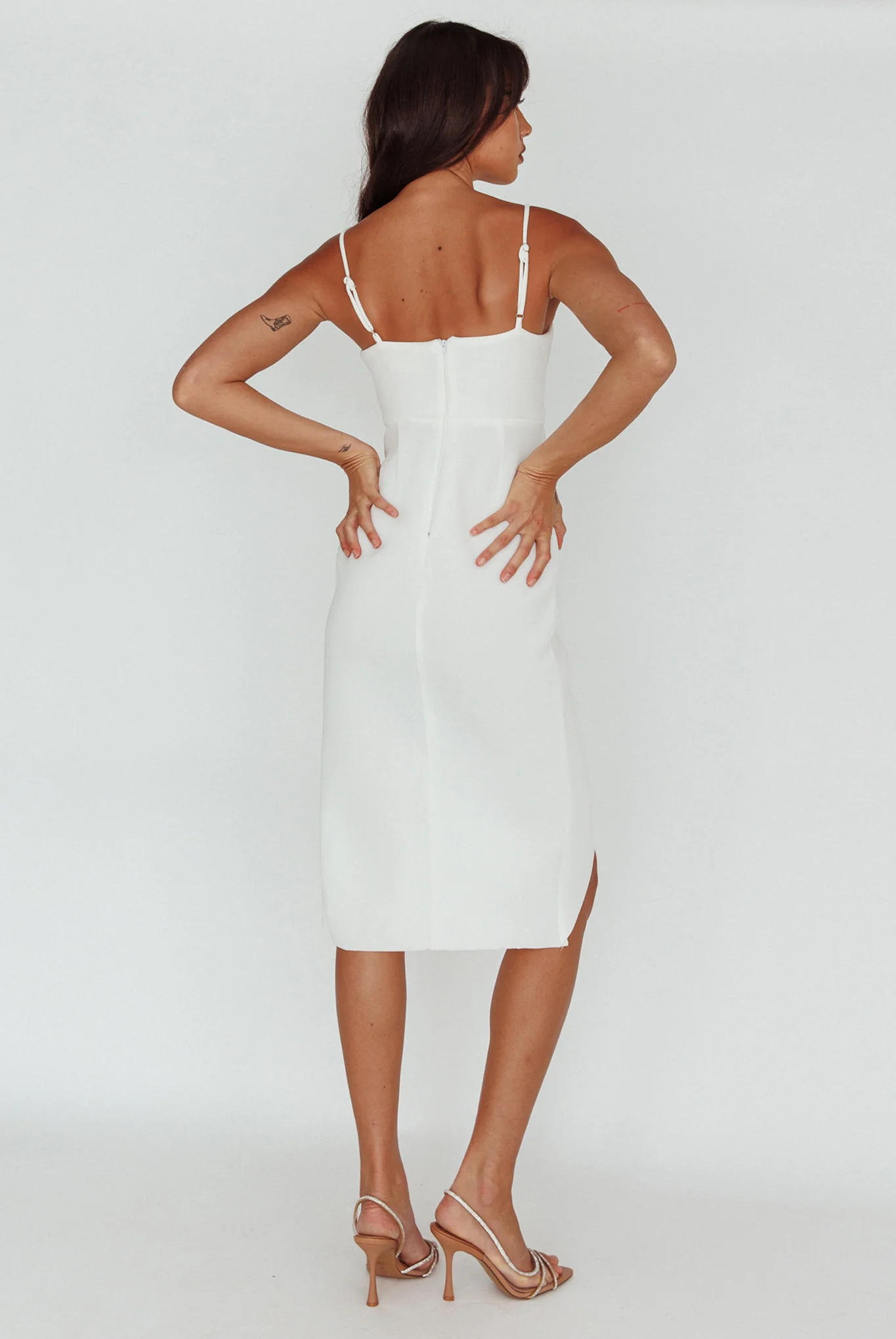 Amairani Cut-Out Bust Midi Dress White - Seraphlike