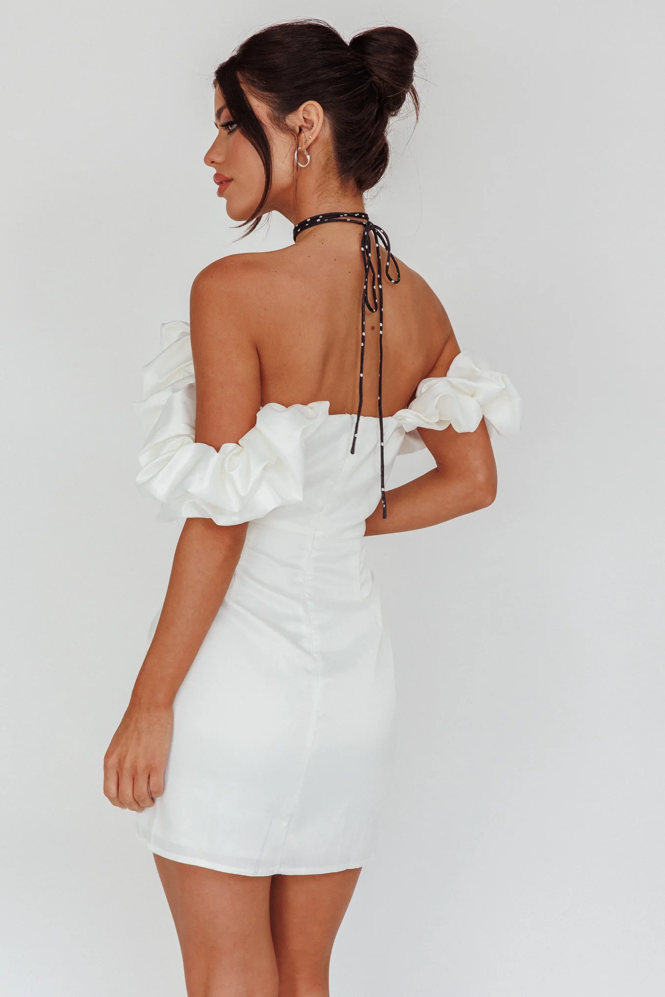 La Palma Off-Shoulder Mini Dress Off White - Seraphlike