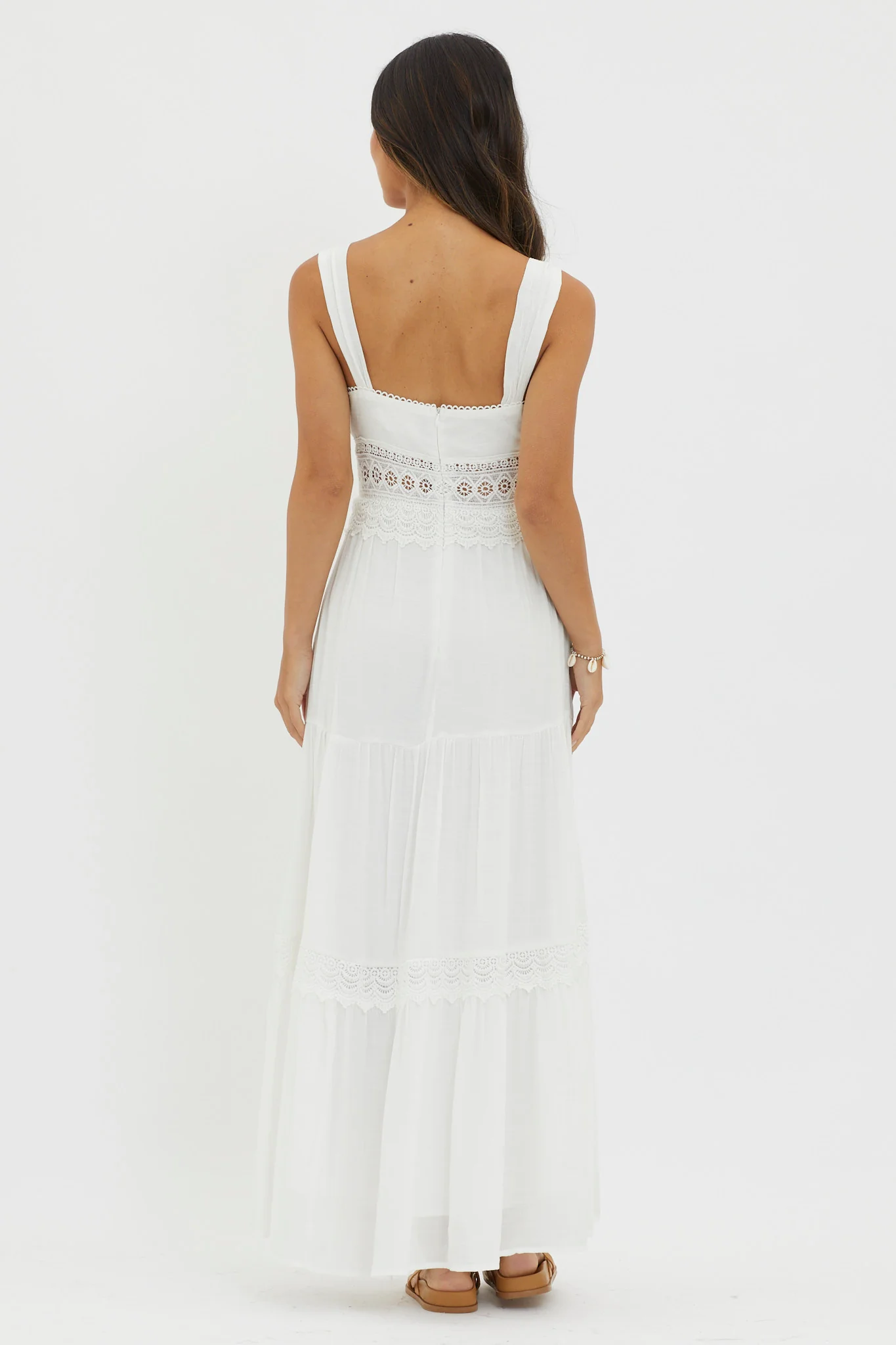 Libby Crochet Lace Waist Maxi Dress Off White - Seraphlike