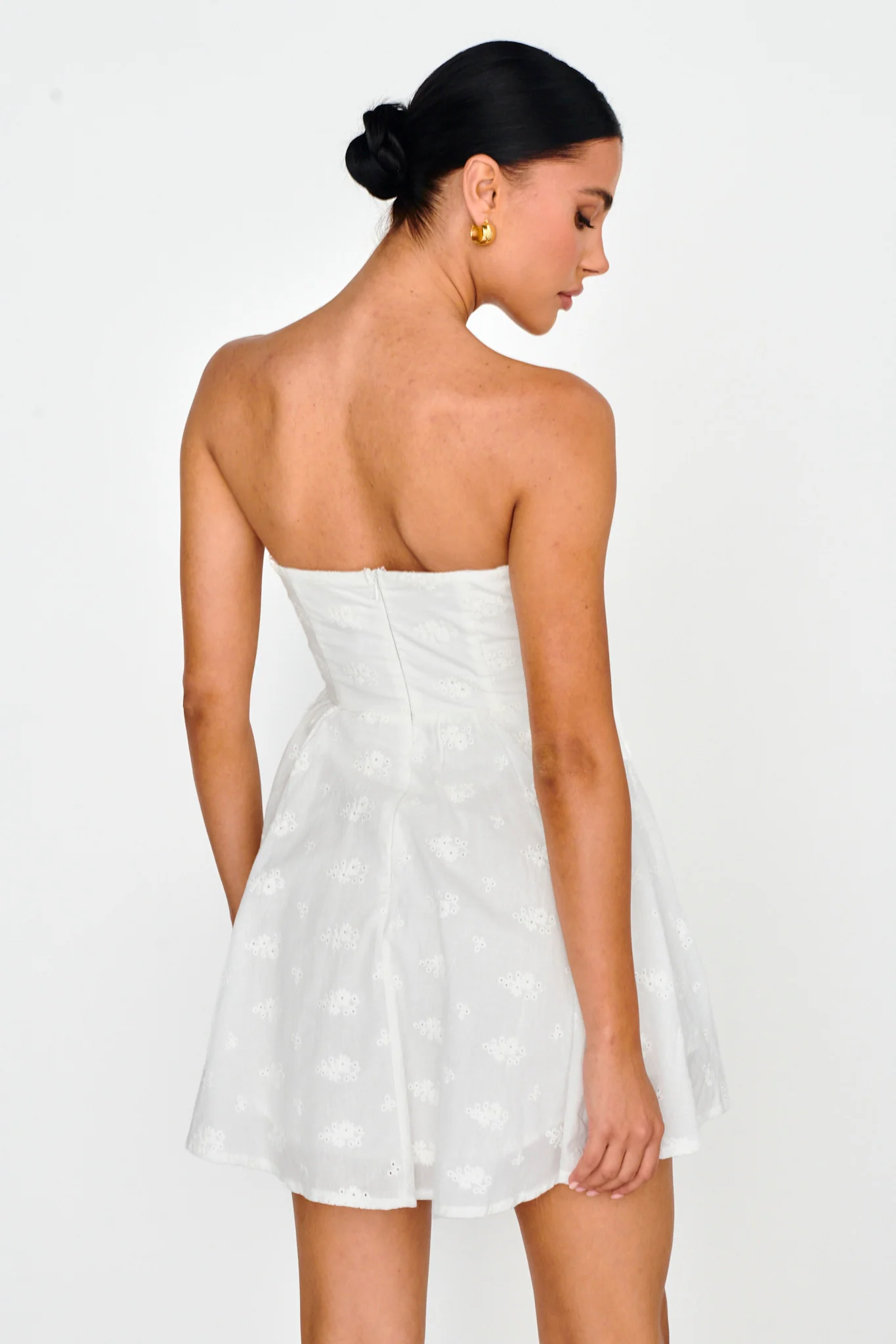 Mon Petit Lace-Up Bodice Mini Dress White - Seraphlike