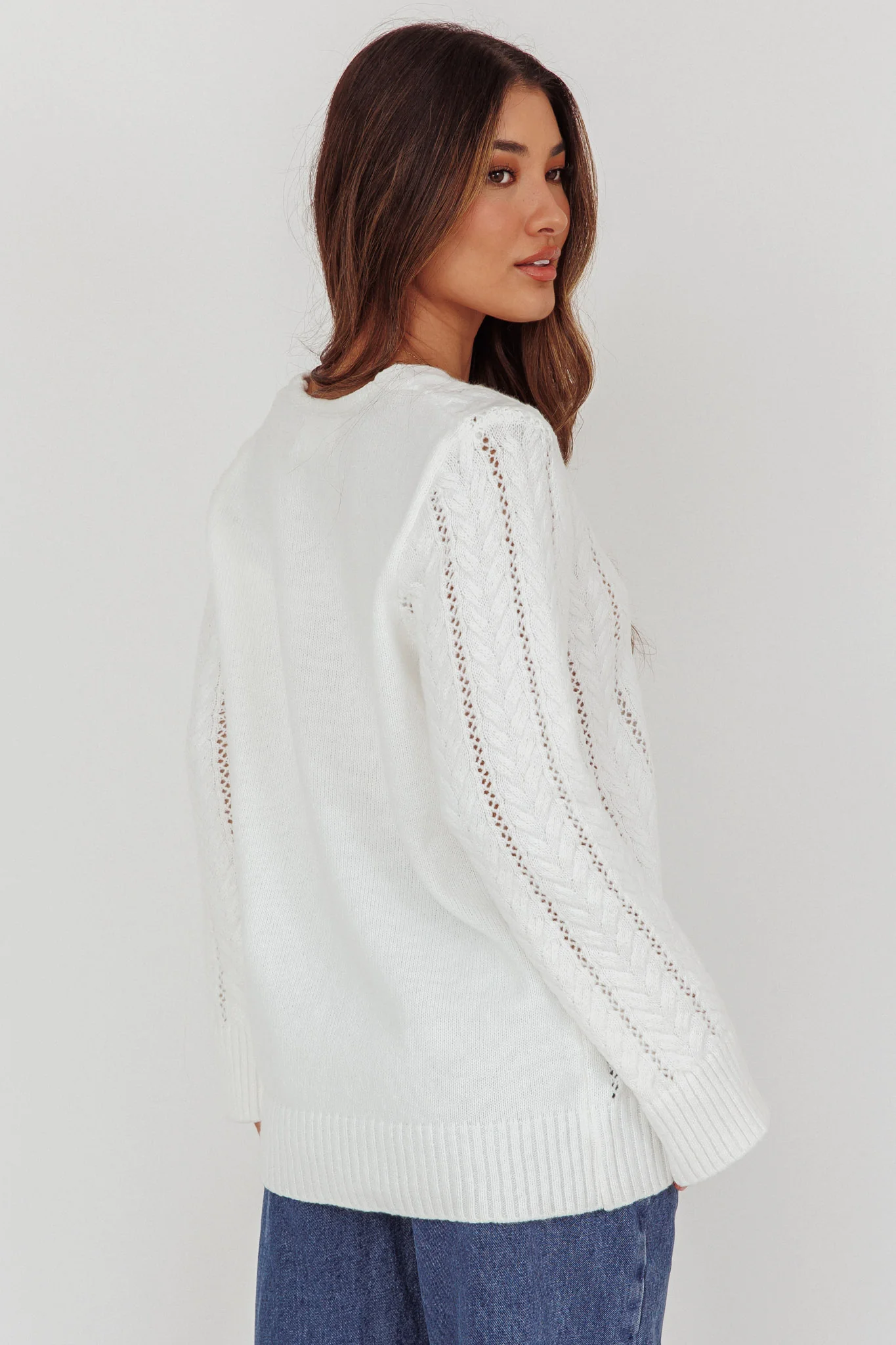 Seattle Lace-Up Front Knit Top White - Seraphlike