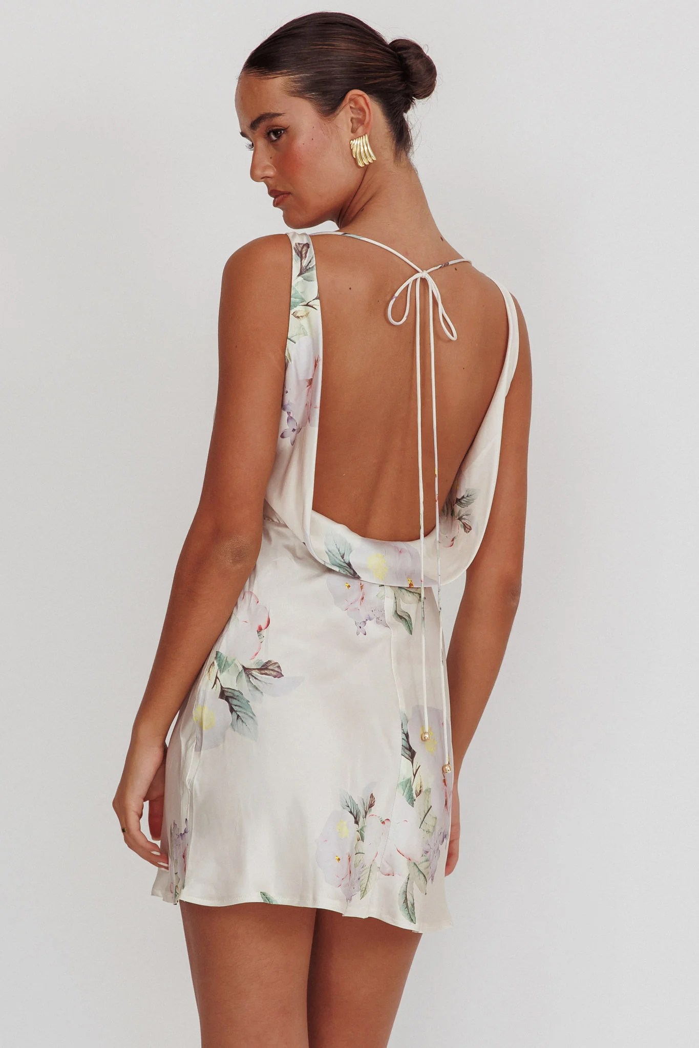 Isabella Satin Backless Mini Dress Butter - Seraphlike