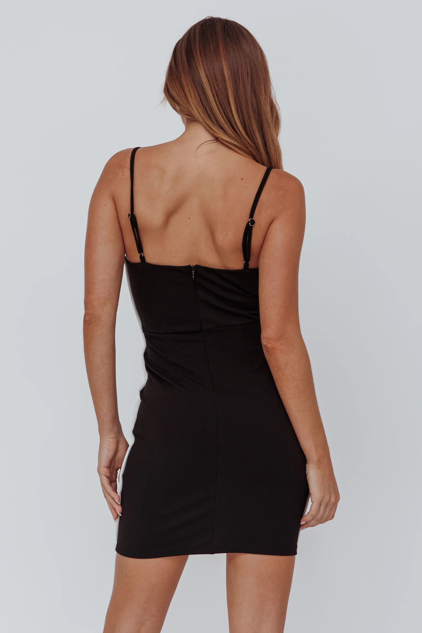 Shenae Piping Trim Mini Dress Black - Seraphlike