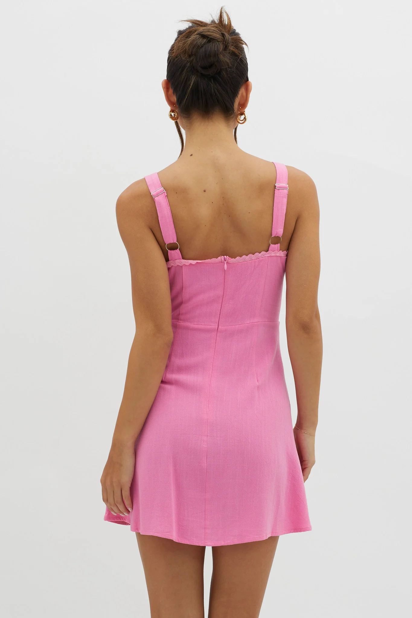 Day Dreamer Pintuck Pleat Mini Dress Hot Pink - Seraphlike
