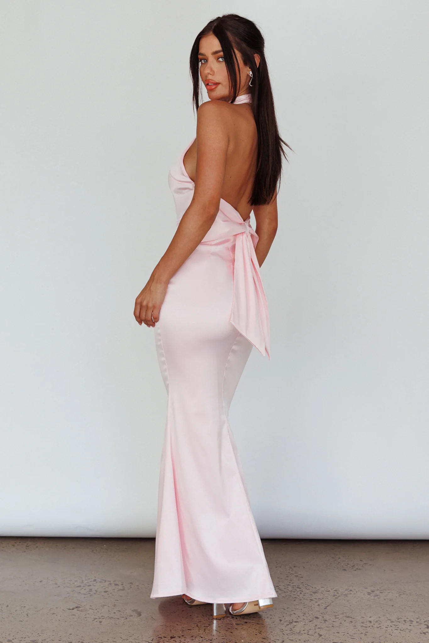 Fifth Avenue Bow Back Maxi Dress Baby Pink - Seraphlike