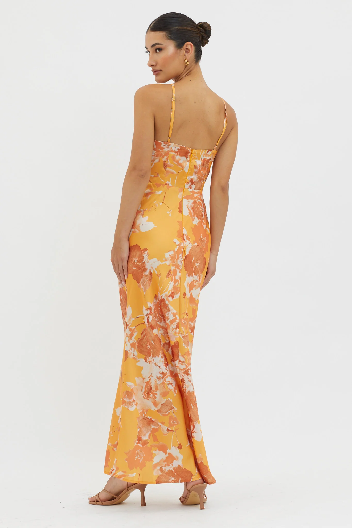 Carter Foldover Neckline Maxi Dress Orange Yellow - Seraphlike