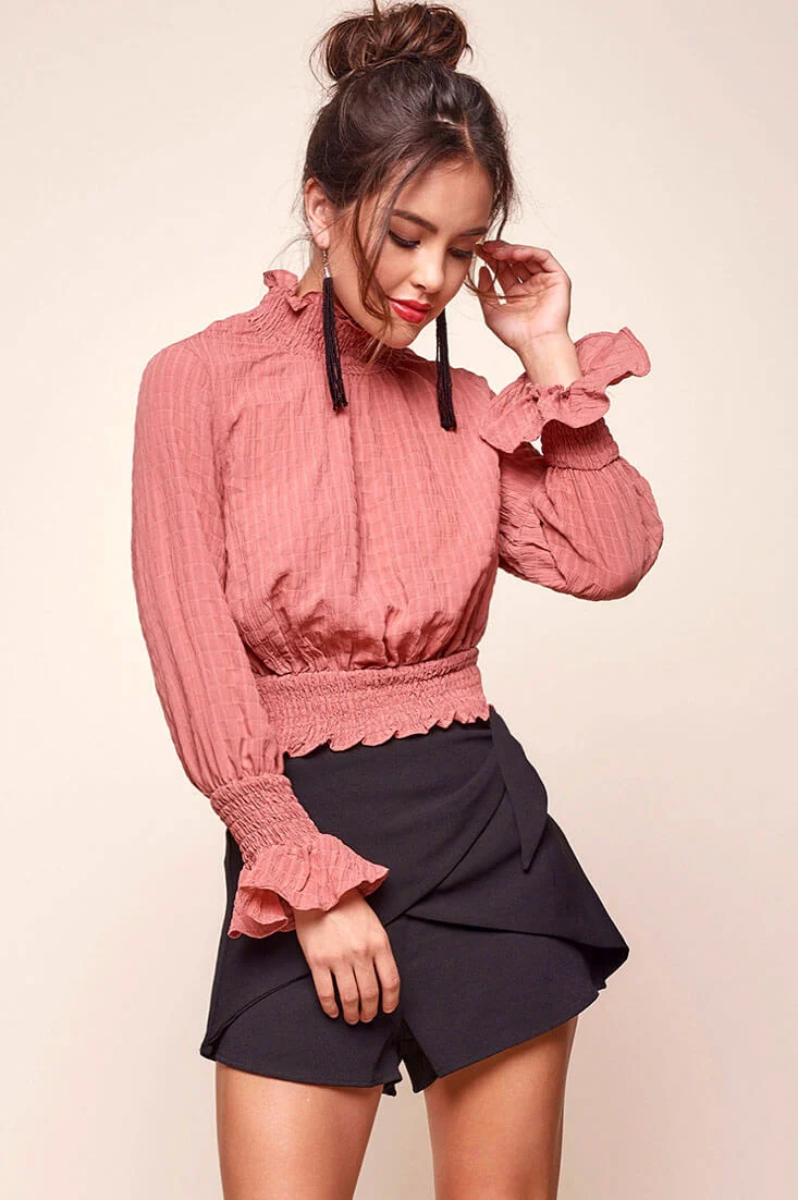 Nicole Cropped Puffy Top Rose - Seraphlike